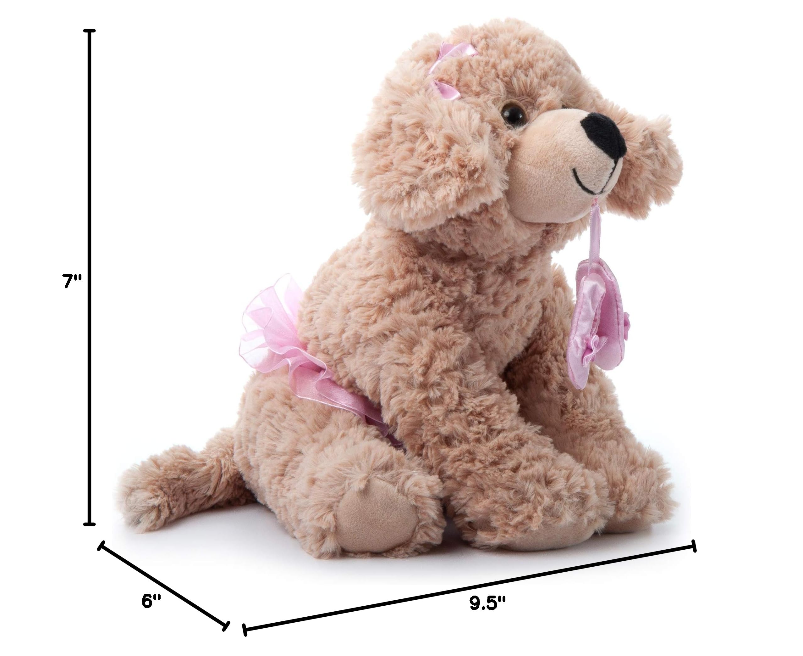 Cute Caramel Brown Scruffy Dog Plush Toy - 10 Inch Stuffed Animal for Kids, Perfect Gift for Pet Lovers & Themed Parties (Petting Zoo, Ballerina Theme, Nursery Decor)