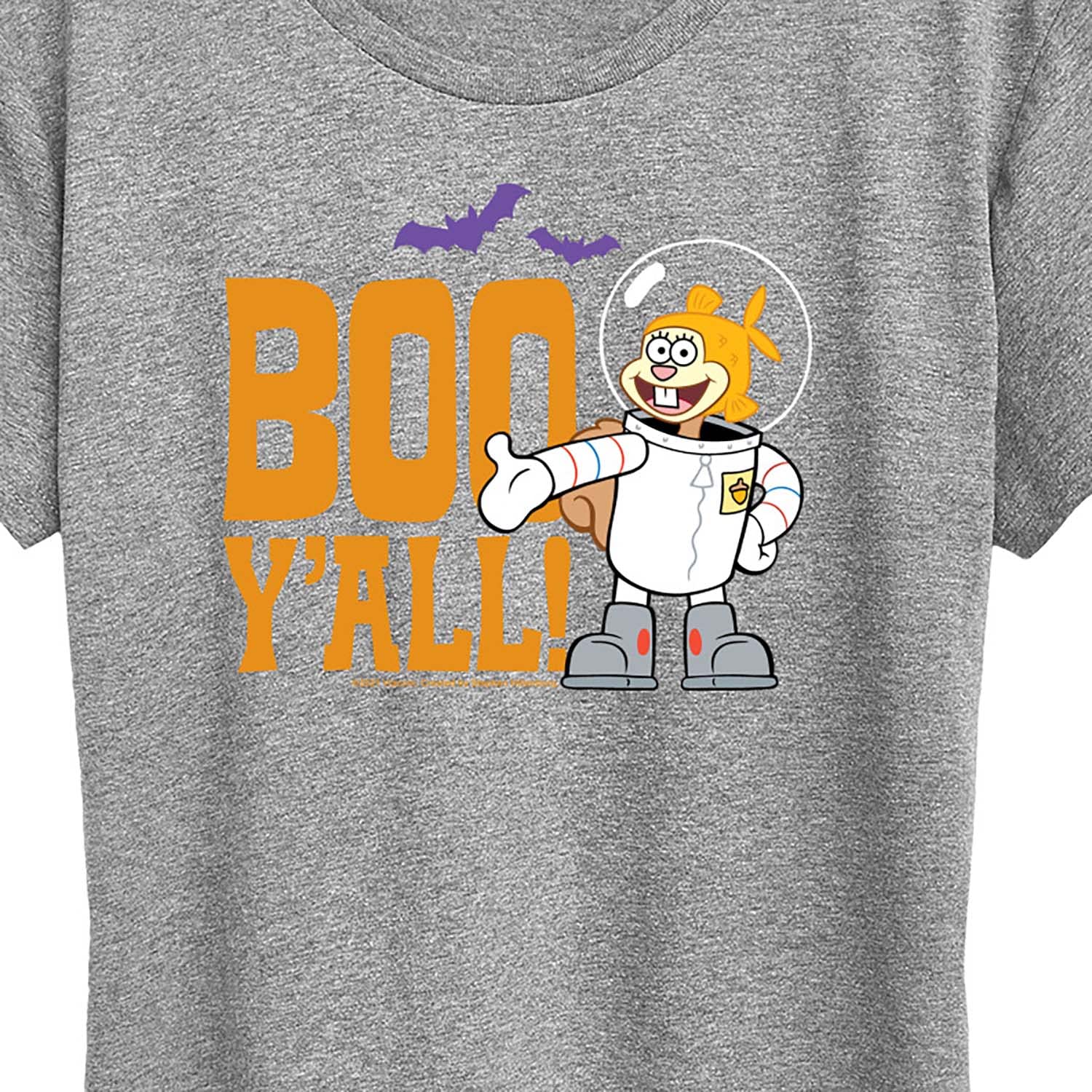 HYBRID APPAREL Women's Spongebob Squarepants Sandy Boo Y'all Graphic T-Shirt - Short Sleeve Cotton Tee - Funny Cartoon Pop Culture Shirt for Casual Wear, Cosplay & Gifts