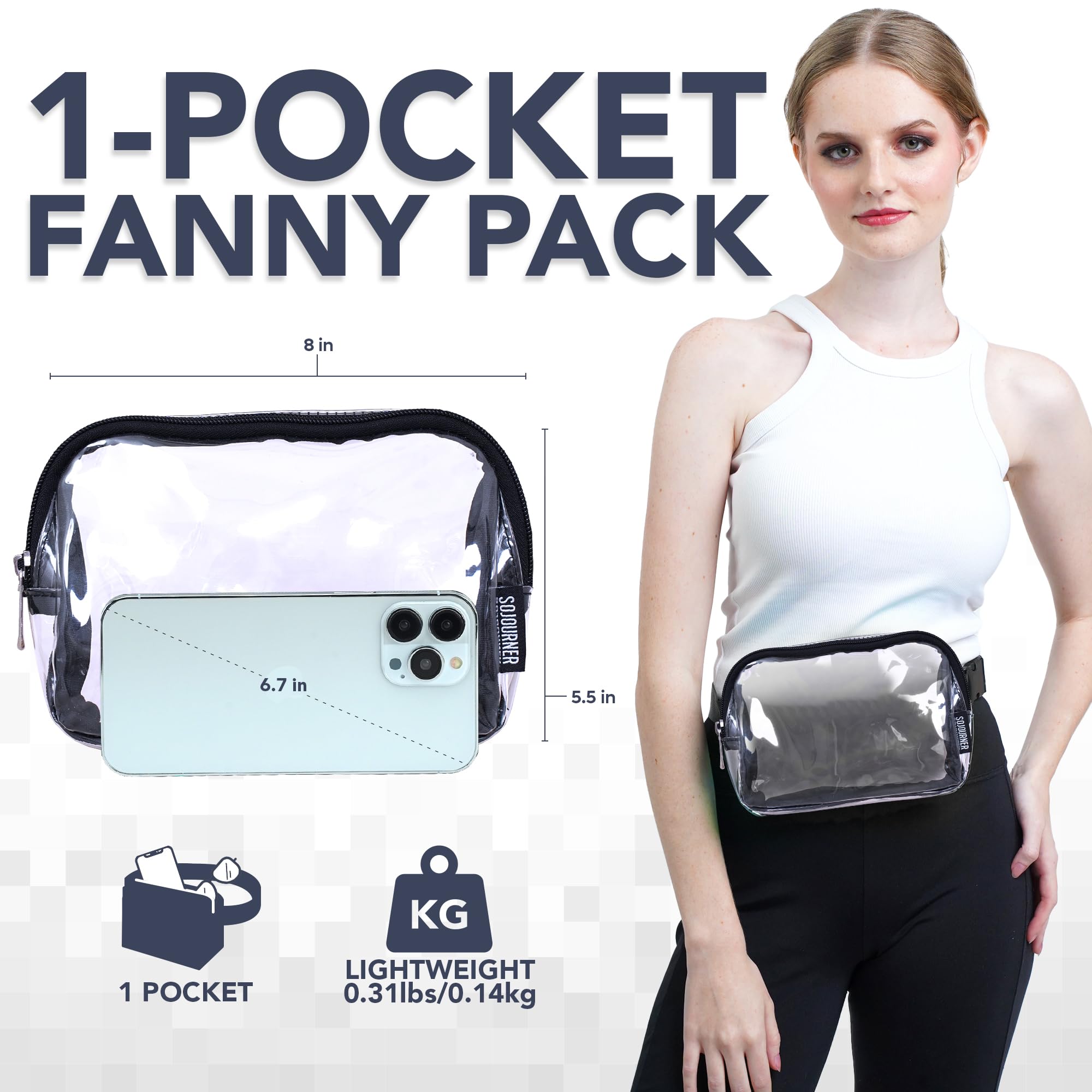 Clear Transparent Crossbody Belt Bag for Women – Stylish Fanny Pack Waist Bag, Functional & Fashionable for Travel, Festivals, Shopping, Gym, and Everyday Use