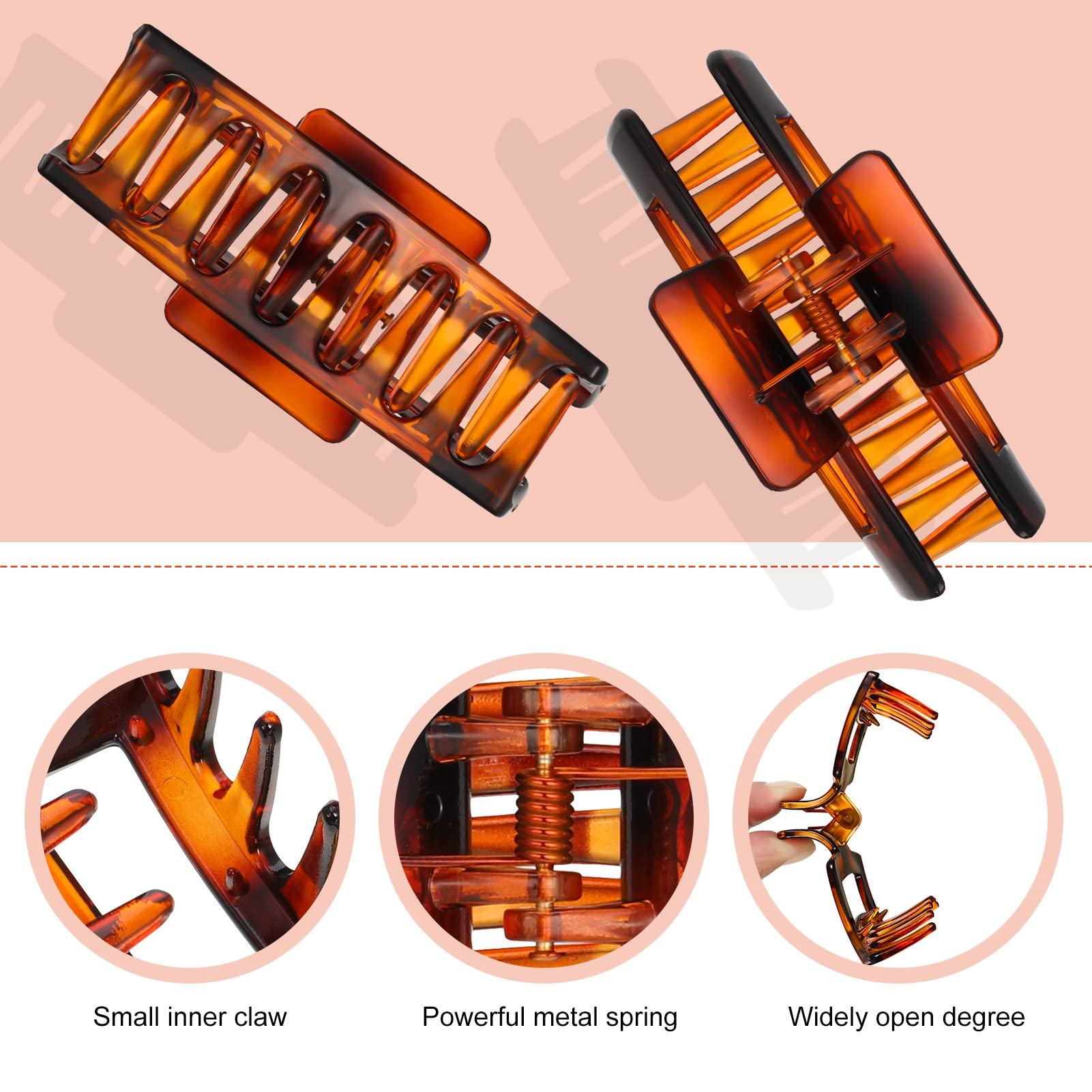 Blubby 4Pcs Rectangle Hair Claw Clips - Small Hair Clips for Thin & Thick Long Hair, Fashion Hair Clutcher Accessories for Women & Girls - Perfect for Work, School & Everyday Styling