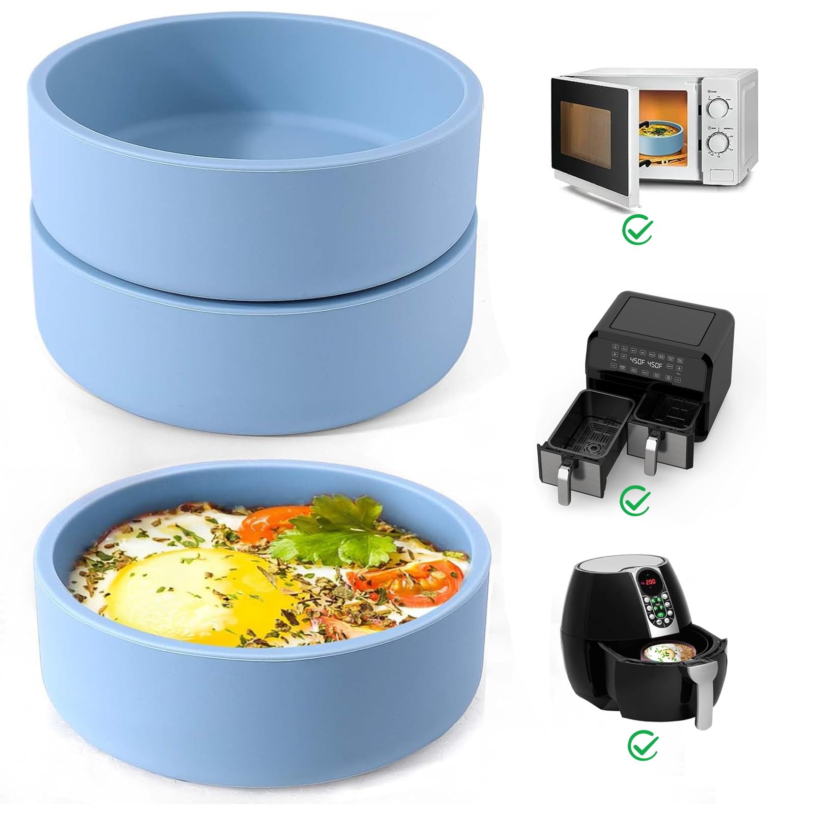 3Pcs ZHYEEDAA Silicone Egg Bite Molds for Air Fryer - Reusable BPA-Free Microwave Egg Cooker Accessories | Perfect for Keto Breakfast, Meal Prep & On-the-Go Snacks