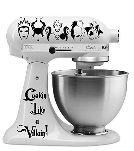 Cookin Like a Villain Vinyl Decal Sticker Set for Kitchen Mixers - Funny Kitchen Decor for Stand Mixers & Appliances - Perfect for Baking Enthusiasts & Home Chefs