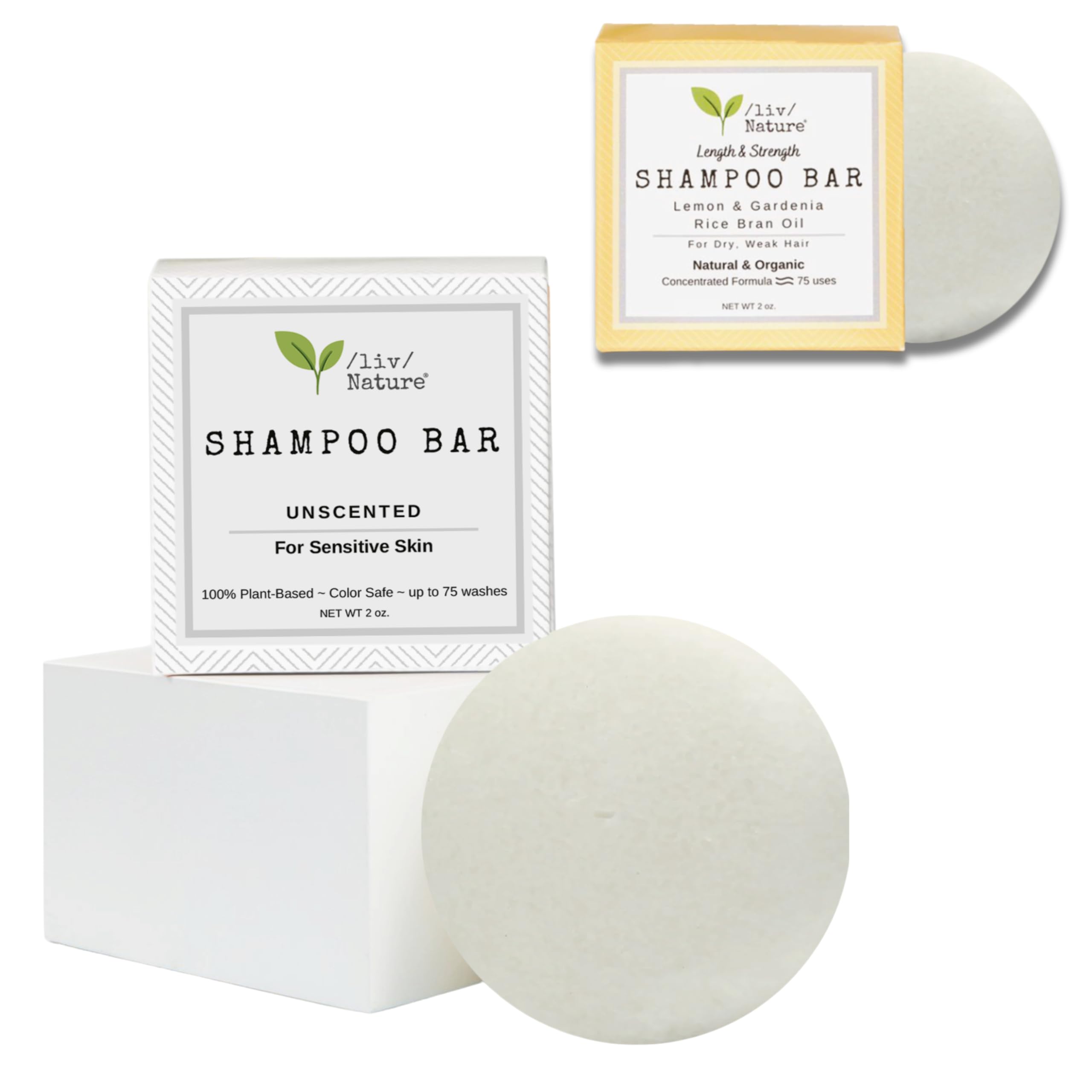 Fragrance Free Shampoo Bar & Rice Shampoo Bar with Lemon and Gardenia Scents | Natural, Non-Toxic, Eco-Friendly Hair Cleansing Bars for Sensitive Scalp | Perfect for Travel, Camping & Zero Waste Lifestyle