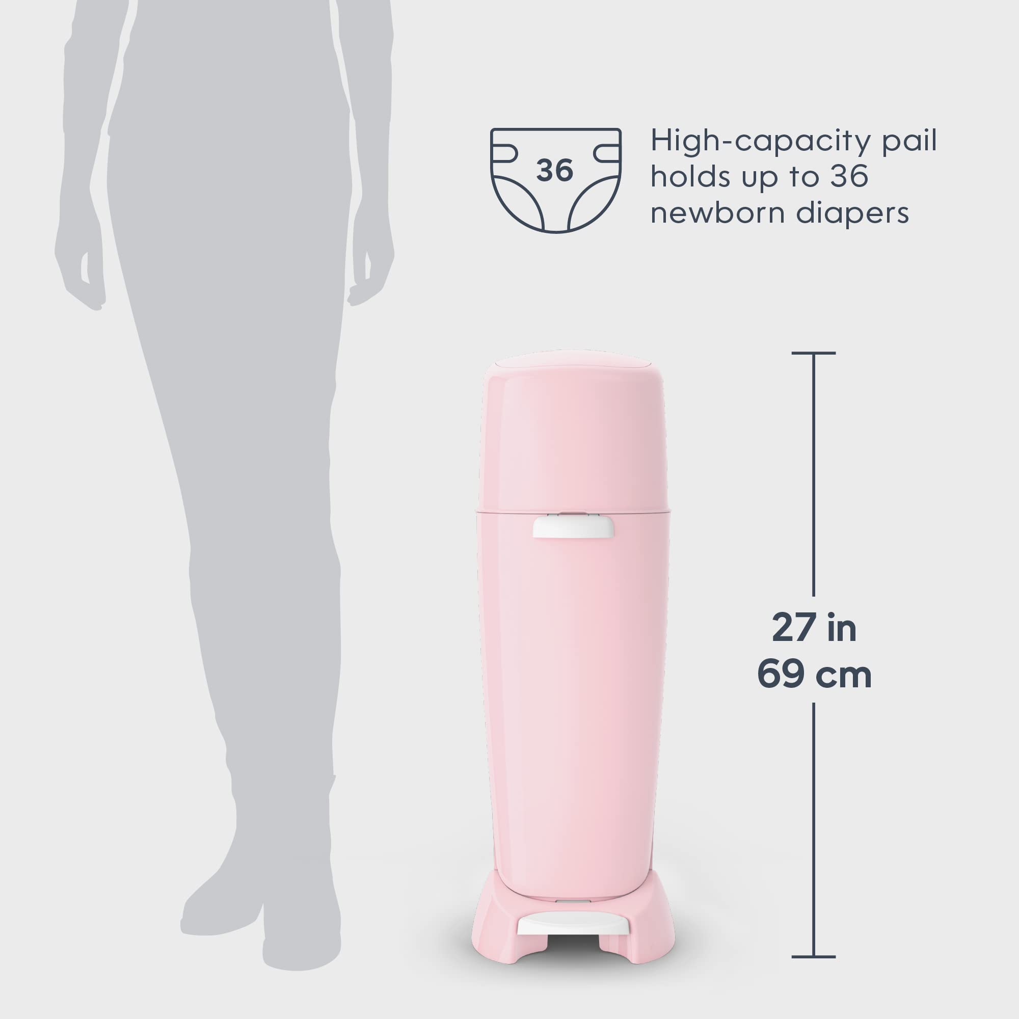 Playtex Diaper Genie Complete Diaper Pail with Odor Control & Antimicrobial Protection - Includes Pail & 1 Refill, Pink - Perfect for Nursery, Baby Room & Daycare Diaper Disposal