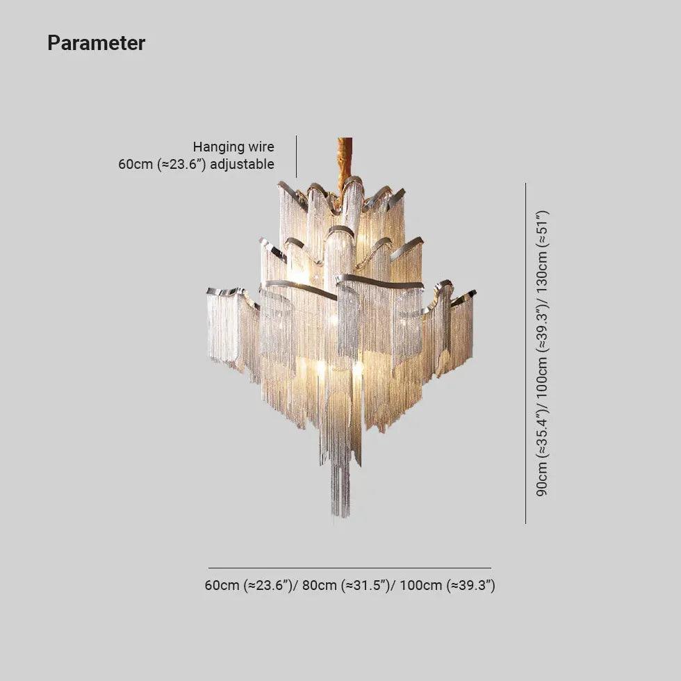 Modern Silver Tassel Pendant Light - Elegant Luxury Chandelier for Dining Room, Bedroom, or Living Room Lighting Decor