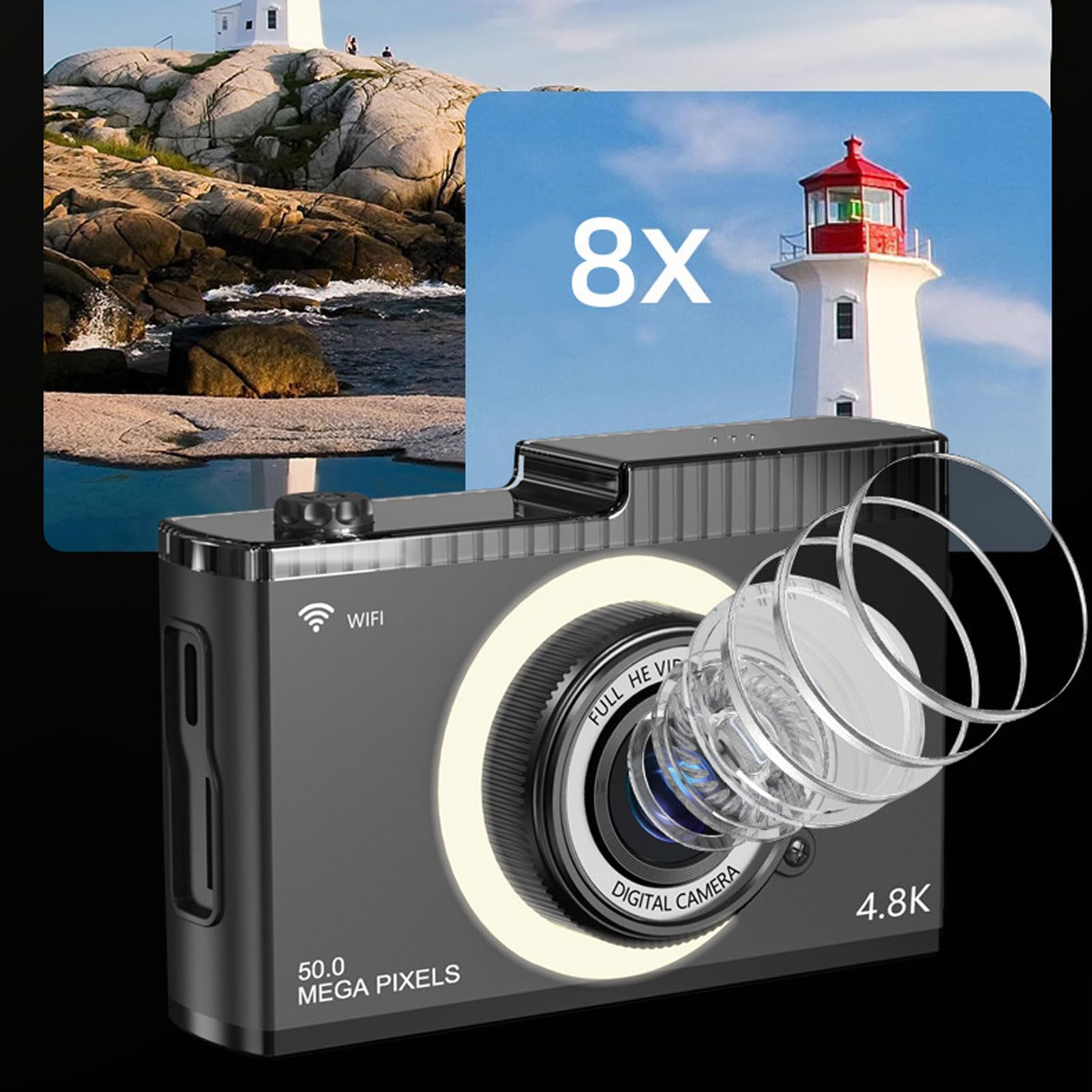 48MP 1080P Digital Camera with 8X Zoom Anti-Shake | 2.4