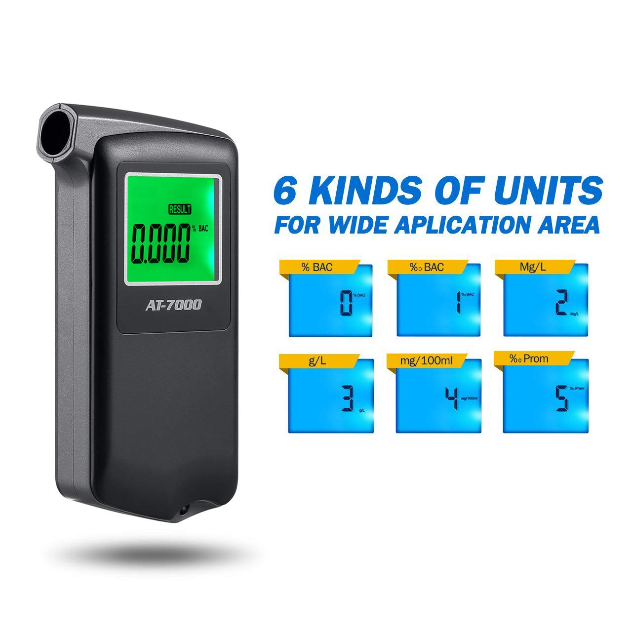 Professional Portable Breath Alcohol Tester - Digital Display with 5 Extra Mouthpieces | Accurate BAC Detection for Personal & Workplace Safety | Perfect for Drivers, Bars, and Law Enforcement Use