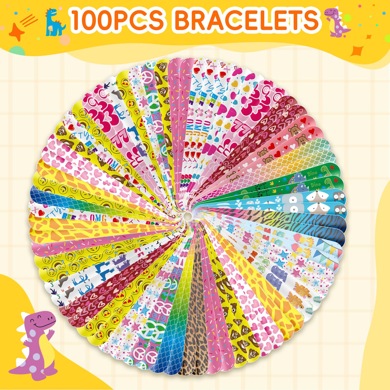 144PCS Slap Bracelets for Kids 8-12 - Bulk Party Favors, Christmas Gifts & Classroom Rewards - Fun Snap Bracelets for Birthday Parties, School Incentives & Holiday Celebrations - Perfect for Birthdays, Christmas Stocking Stuffers & Classroom Prize Boxes