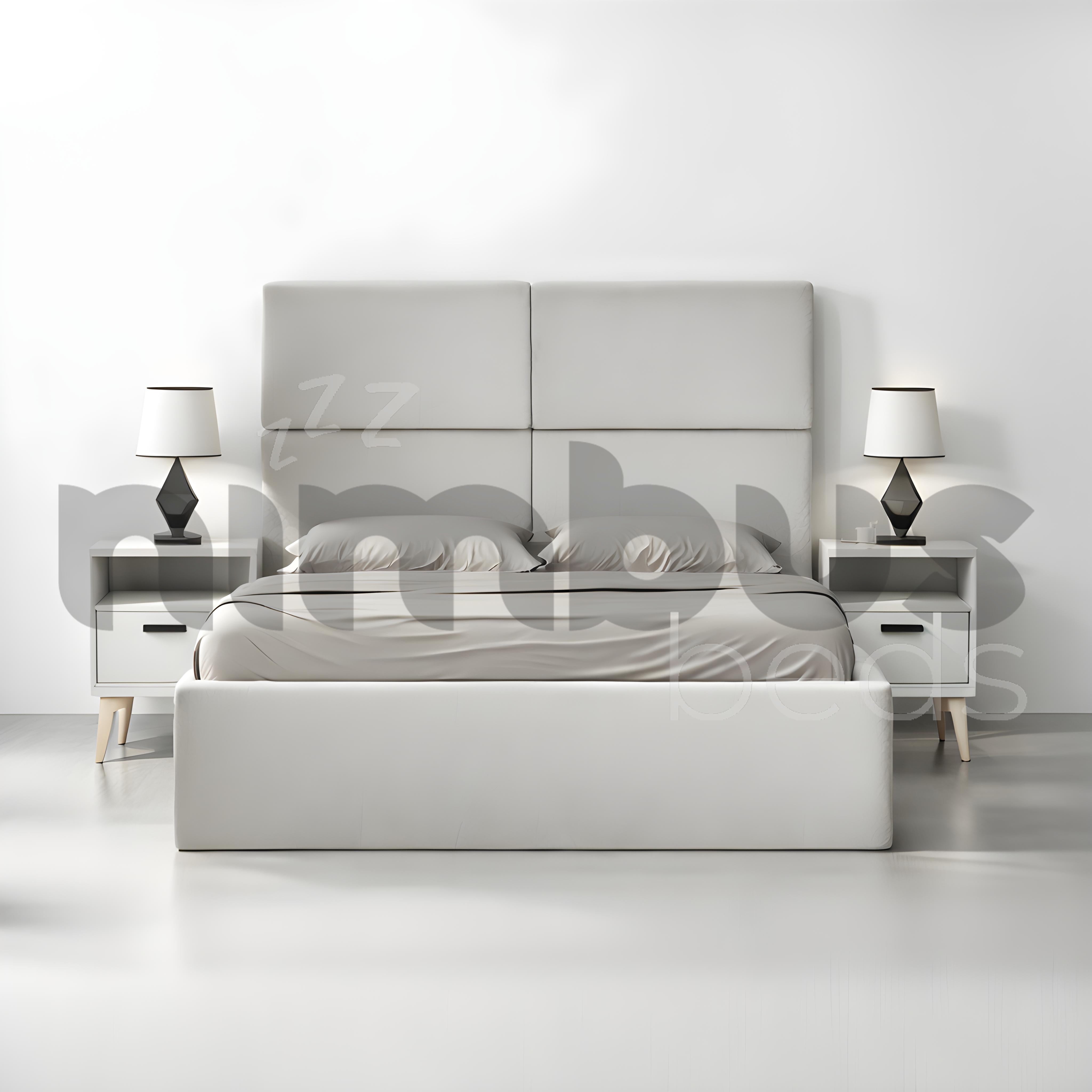 4-Panel Square Bed Frame - Queen Size, Sturdy Wooden Platform Bed with Headboard - Perfect for Modern Bedrooms, Guest Rooms & Dormitories
