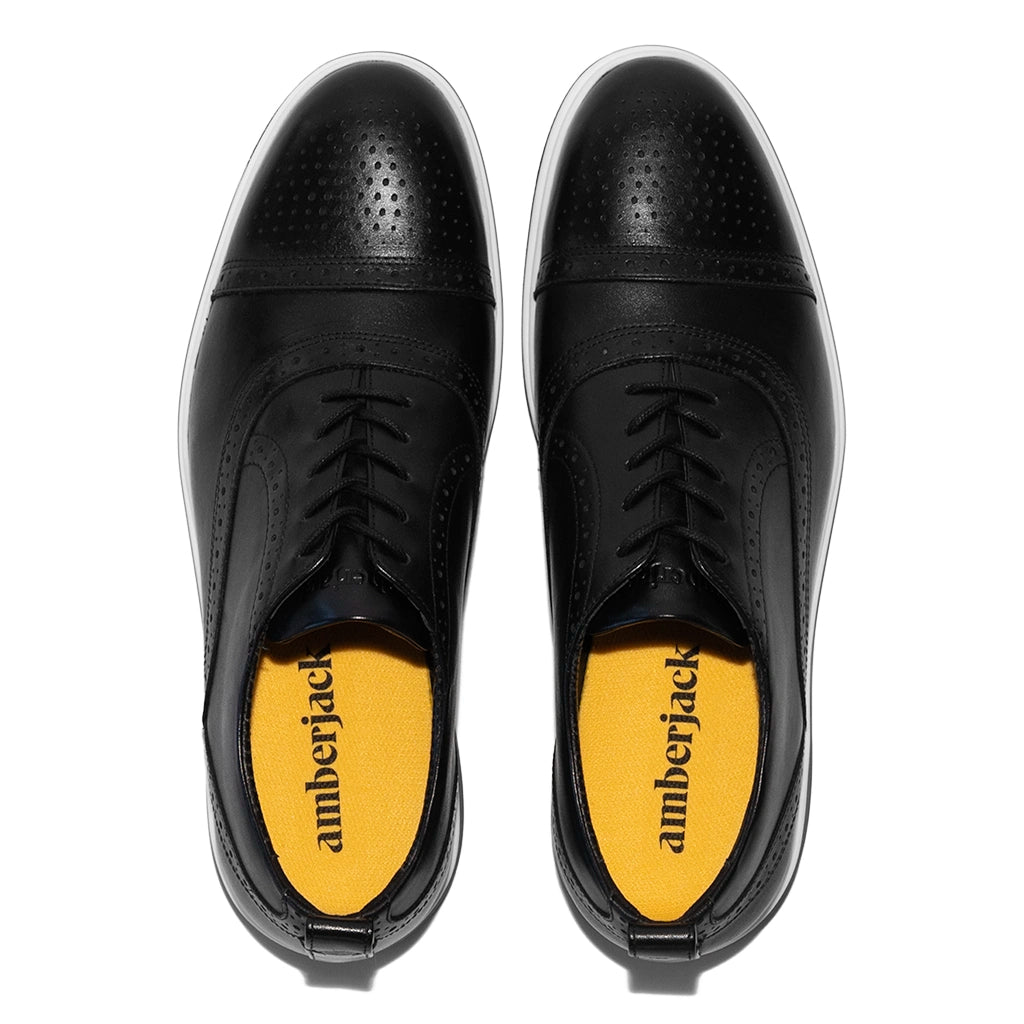 Premium Cap Toe Dress Shoes for Men - Classic Onyx Black Formal Oxfords for Business, Wedding & Office Wear