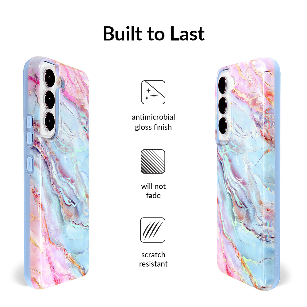Holo Moonstone Marble Phone Case for Samsung Galaxy S21/S22/S23 - Protective Slim Cover with Unique Marble Design | Perfect for Everyday Use, Work & Travel