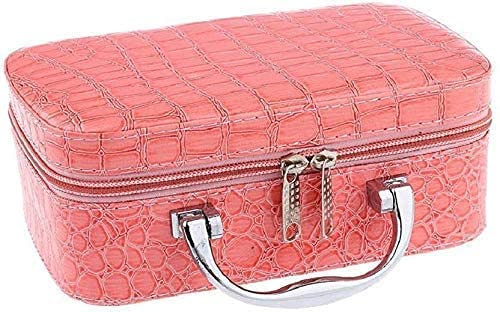 Colorful Women's Makeup Bag with Mirror - Travel Jewelry Organizer for Toiletries