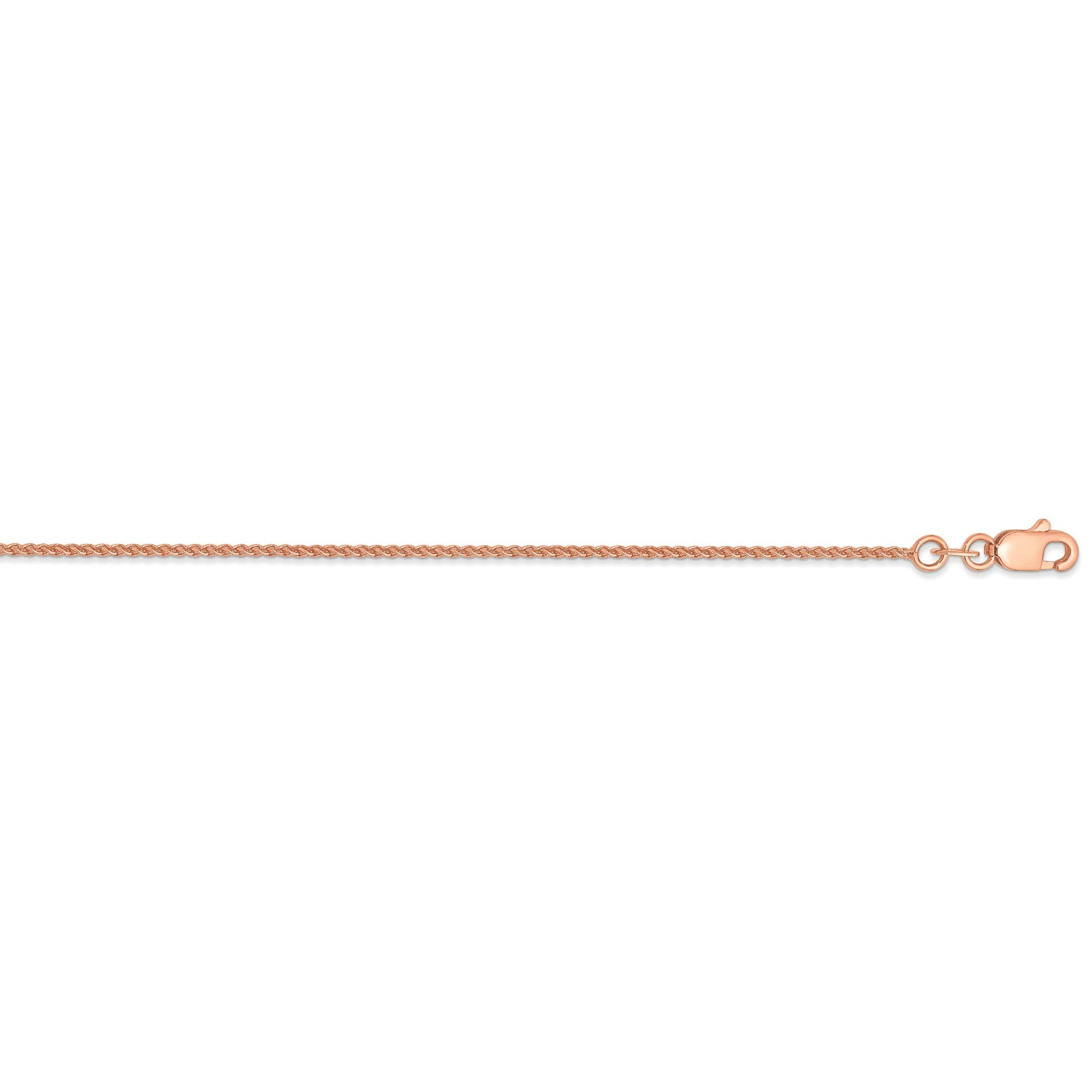14K Rose Gold 1mm Solid Polished Spiga Chain Necklace - 16 Inch Dainty Cable Link Jewelry for Women - Perfect for Everyday Wear, Gifts & Special Occasions