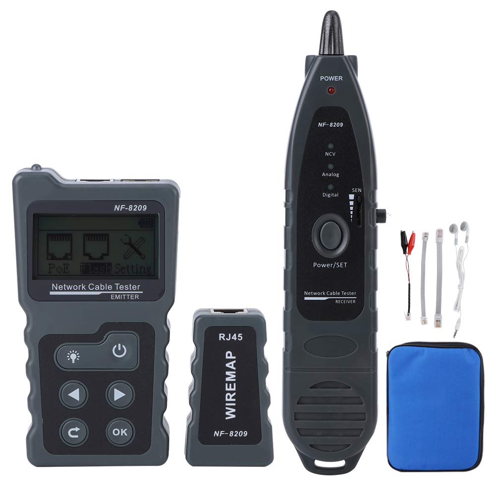 ViaGasaFamido NF-8209 Professional Network Cable Tester Kit - Wire Tracker, LAN Cable Finder & Industrial Sensor for Ethernet, RJ45, Cat5/6/7 Cable Testing - Perfect for IT Technicians, Network Installations & Home Office Setup