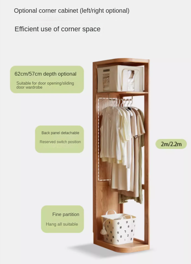Solid Oak Wood Wardrobe - Spacious Storage for Bedroom, Closet & Home Organization | Durable & Stylish Furniture for Modern Living Spaces
