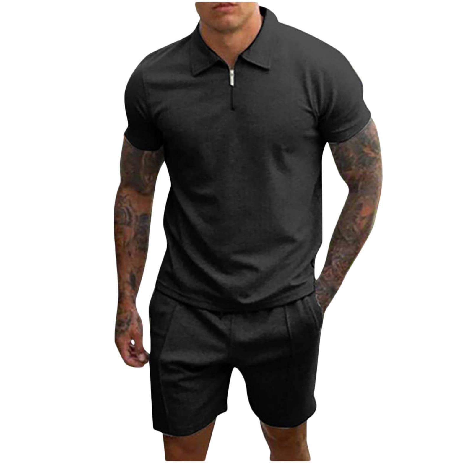 Men's 2-Piece Workout Tracksuit Set - Breathable Summer Gym Wear with Short Sleeve Top & Athletic Shorts for Bodybuilding, Running & Training | Perfect for Gym, Jogging & Outdoor Sports Activities