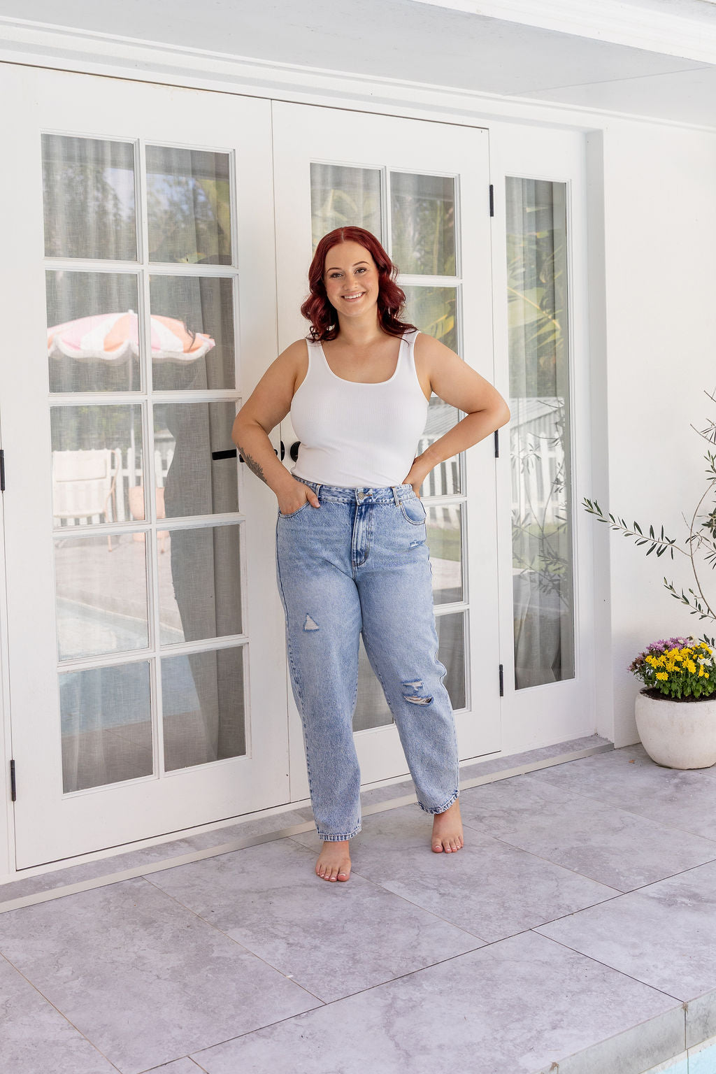 Cerys Light Blue Acid Wash Jeans for Women - High Waisted Distressed Denim Pants | Perfect for Casual Outfits, Streetwear & Everyday Wear