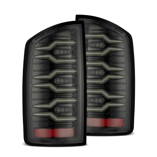AlphaRex LUXX LED Tail Lights (Alpha Black) for Dodge Ram 1500 2007-2008 & 3500 2007-2009 - High-Performance LED Brake Lights with Smoked Lens - Upgrade for Night Driving & Enhanced Visibility