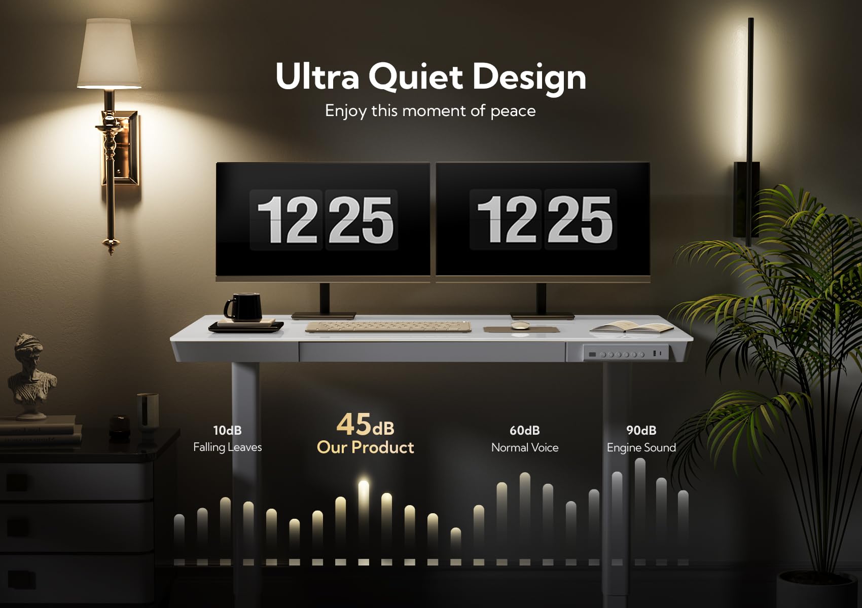 Claiks 48×24 Inch Adjustable Height Glass Standing Desk with Drawers - Quick Assembly Home Office Computer Desk with USB Ports - White - Perfect for Remote Work & Small Spaces