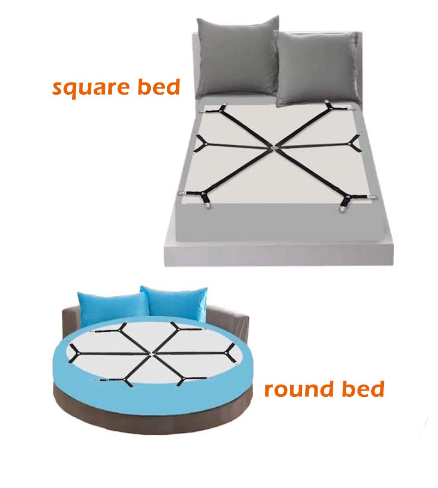 6-Way Adjustable Elastic Sheet Clips - Secure Fitted Sheets, Tablecloths & Sofa Covers - Triangle Design Fits Round & Square Mattresses (White) - Perfect for Home, Hotel & RV Use