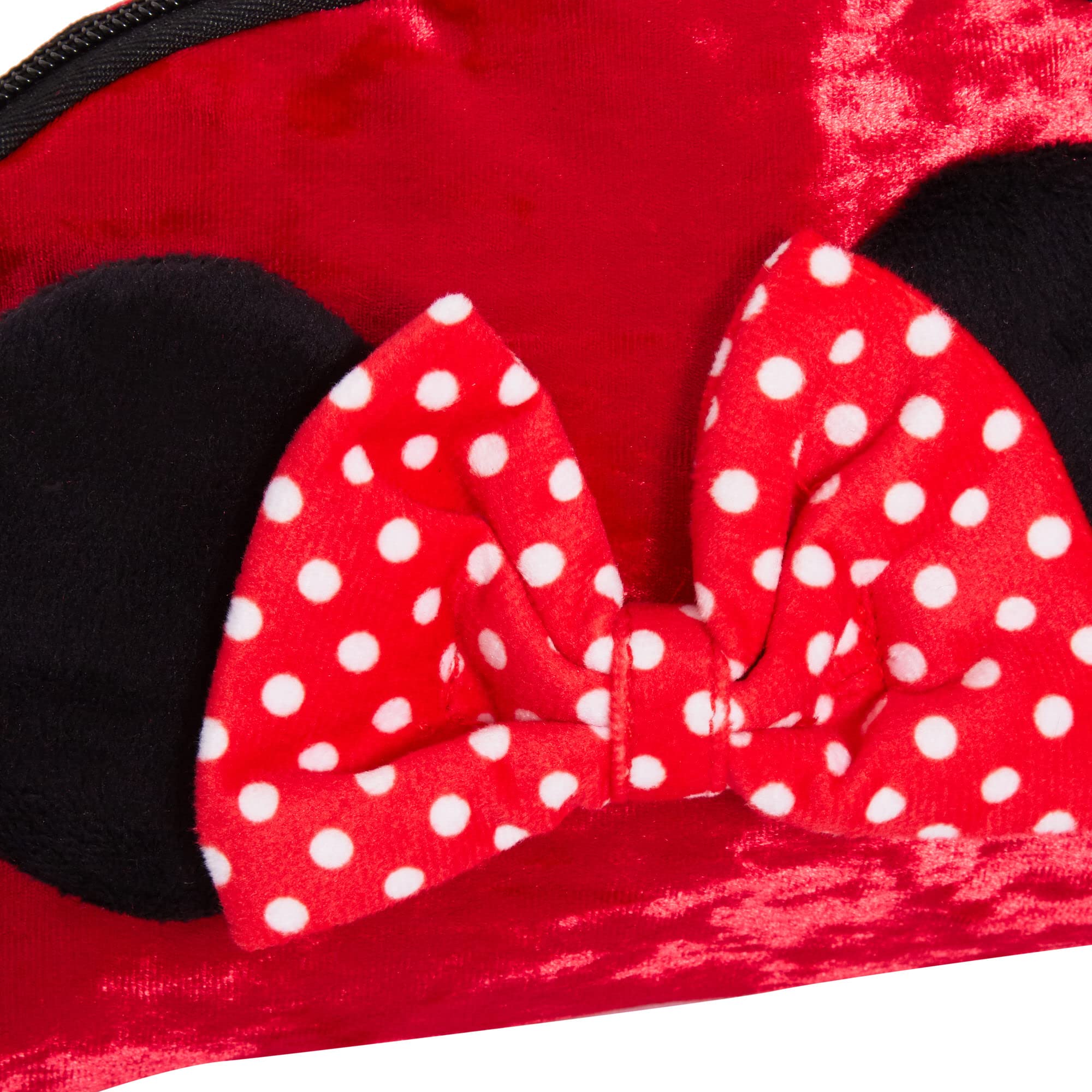 Minnie Mouse Makeup Bag for Women & Girls - Disney Double-Sided Red Velvet Cosmetic Pouch, Pencil Case, Toiletry Organizer - Perfect for Travel, School, Birthday Gifts & Disney Fan Collections