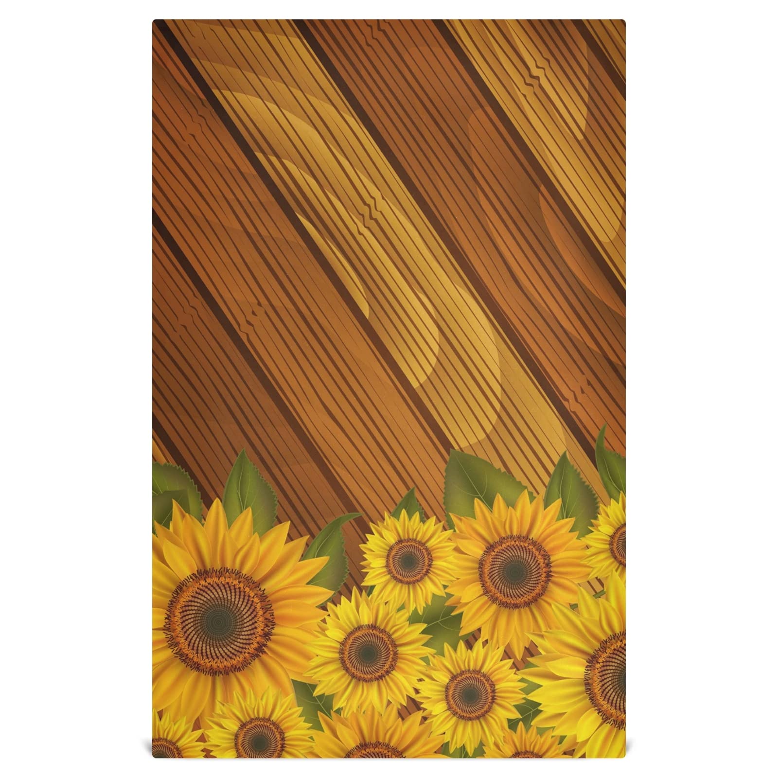 Vintage Sunflower Printed Wooden Kitchen Towels - 1 Pack Reusable Absorbent Dish Cloths, Hand Towels & Tea Towels (28