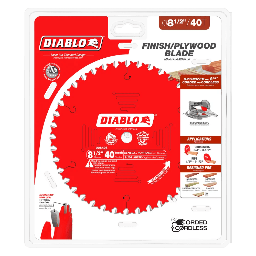 8 1/2 Inch 40-Tooth General Purpose Slide Miter Saw Blade - 8 Pack - Perfect for Woodworking, Trim Work, and DIY Home Improvement Projects