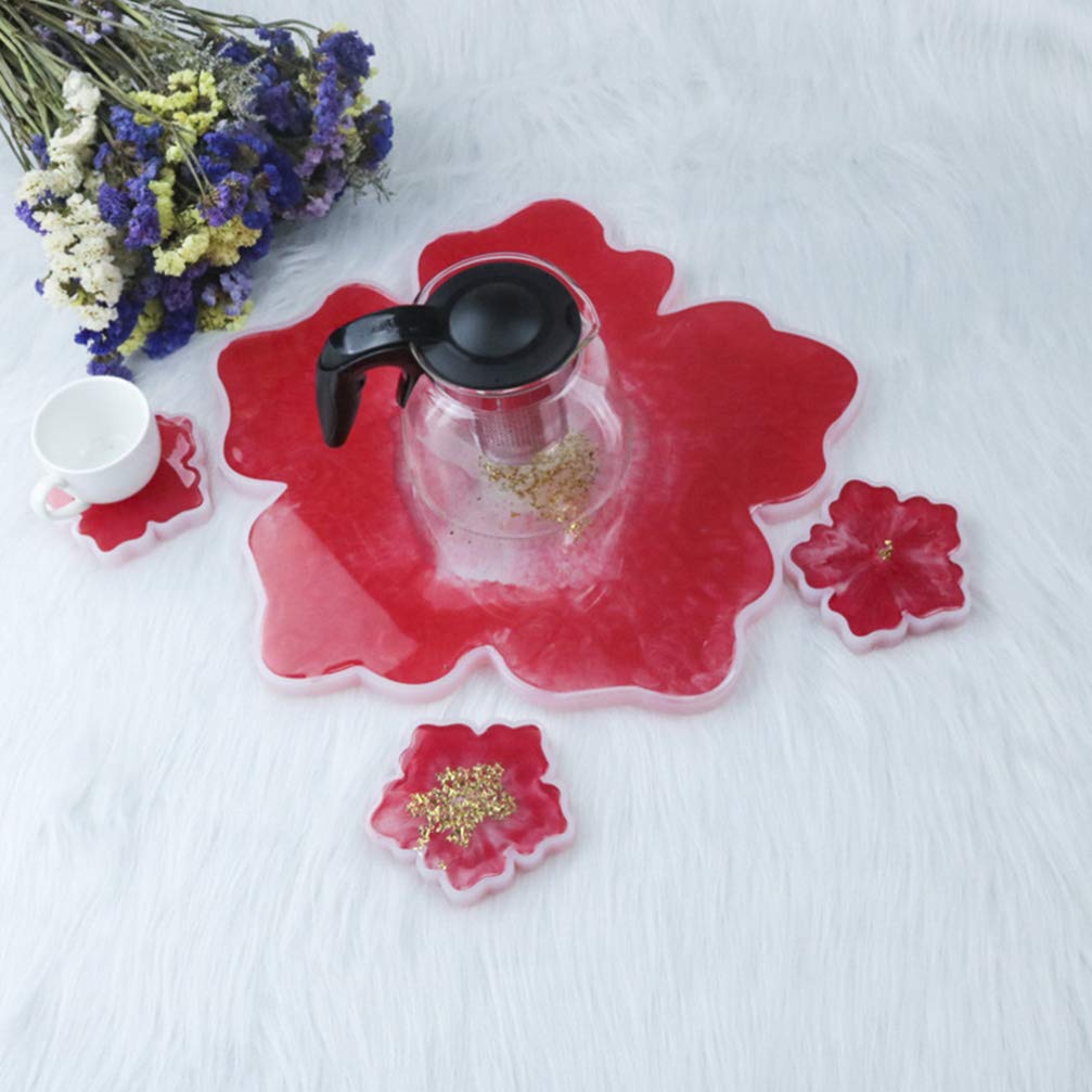 Hemoton 2-Piece Large Silicone Resin Coaster Molds for DIY Epoxy Casting - Perfect for Making Faux Agate Slice Coasters, Resin Trays, and Unique Home Decor Crafts (Great for Gifts, Table Settings, and Party Decorations)