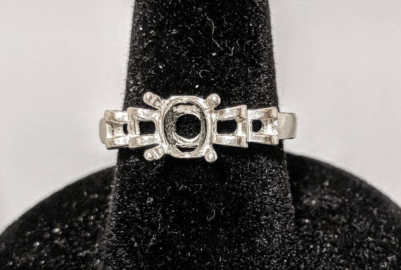 8x6mm Oval Trellis Shank Sterling Silver or 14K Gold Ladies Ring Setting - Size 7 (163829/143829) - Perfect for Engagement Rings, Wedding Bands & Jewelry Making