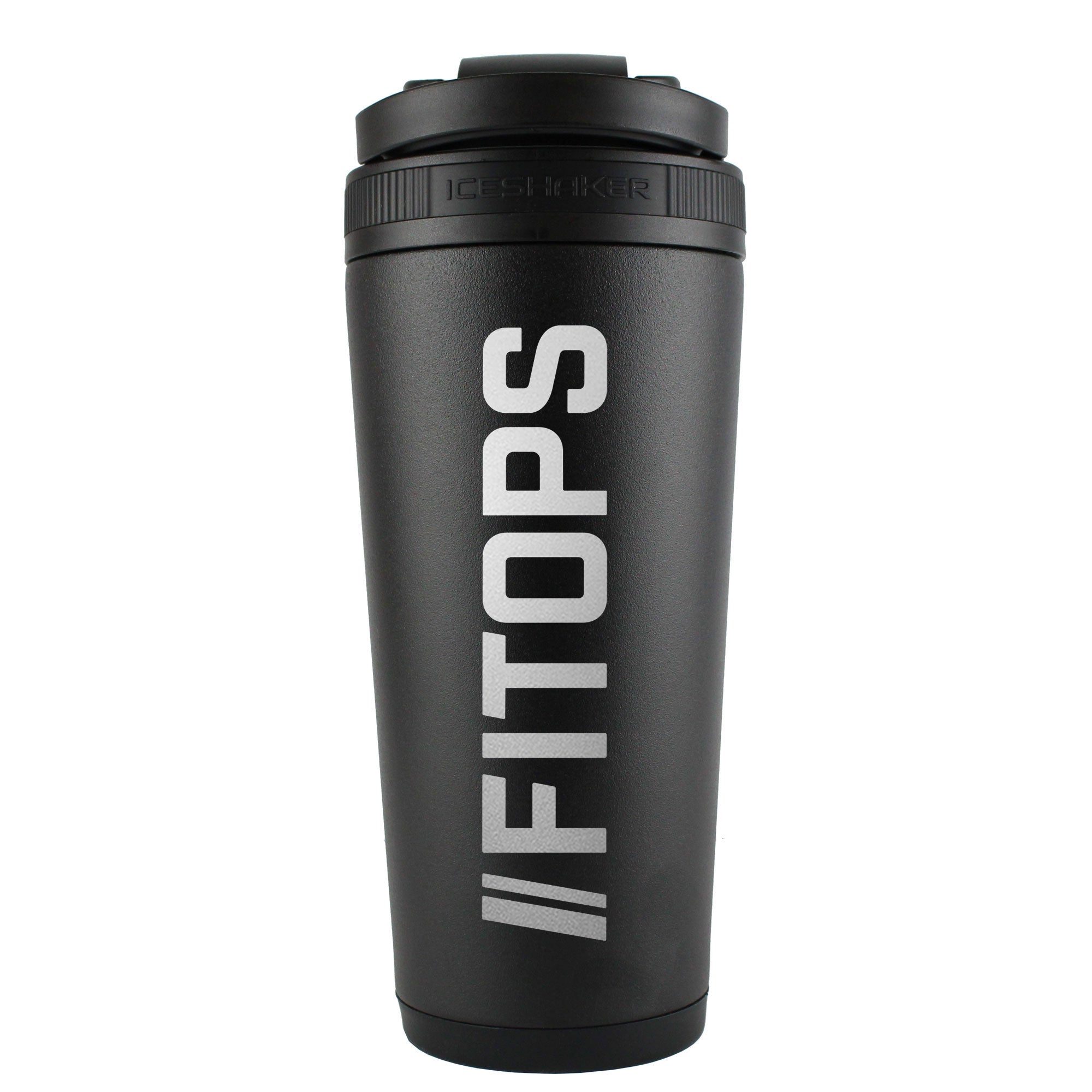 FITOPS 26oz Black Insulated Stainless Steel Protein Shaker Bottle for Gym, Workout & Sports - Leakproof & BPA Free