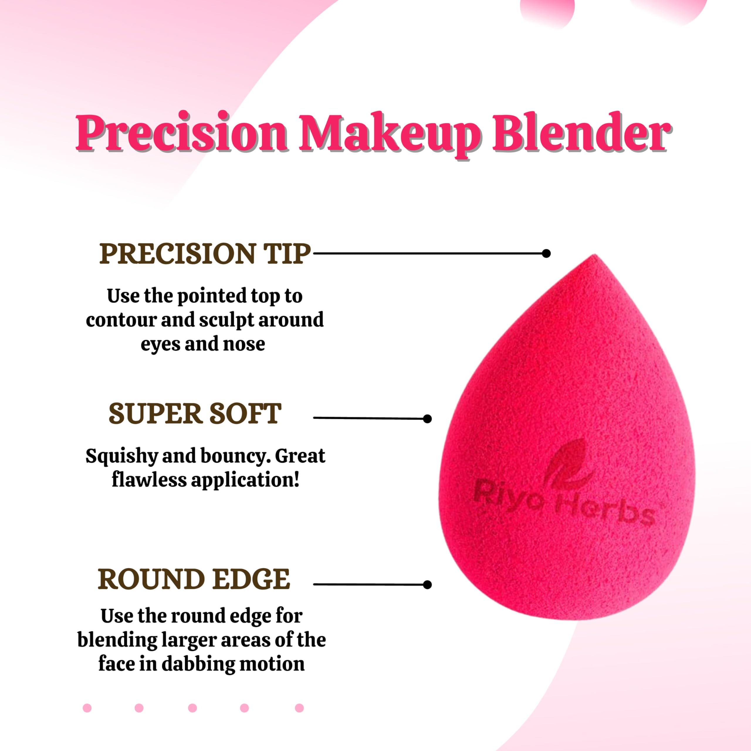 Riyo Herbs Precision Beauty Blender Puff for CC Cream, Primer & Foundation | 100% Latex-Free & Cruelty-Free Makeup Sponge | Soft Blending for Flawless Face Makeup | Perfect for Daily Use & Professional Makeup Application (Pink)