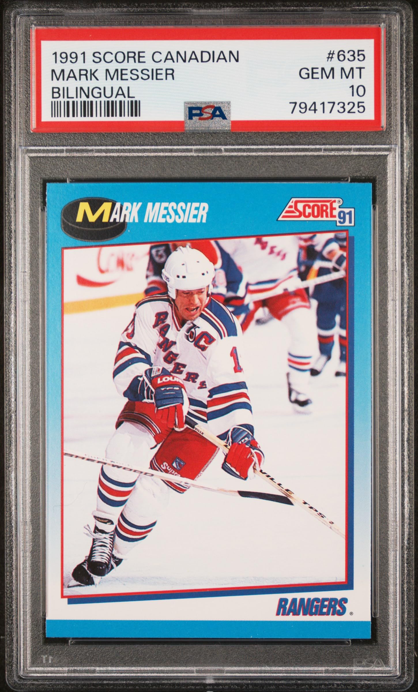 1991 Mark Messier Score Canadian Bilingual Hockey Card #635 PSA 10 Gem Mint - Rare Vintage NHL Collectible for Hockey Fans & Sports Memorabilia Enthusiasts