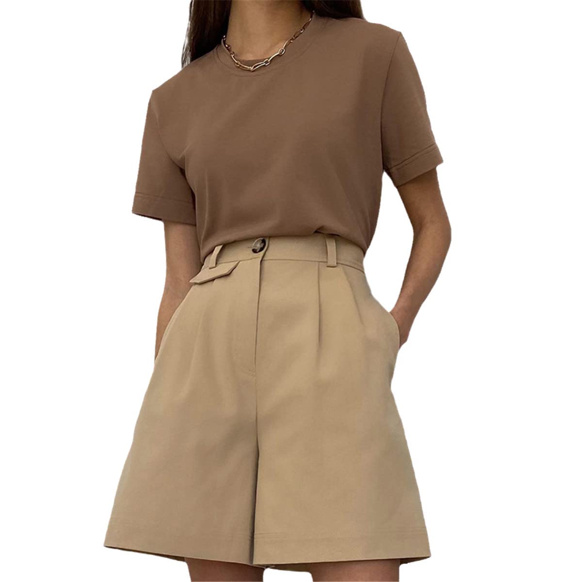 Women's High Waist Casual Summer Shorts - Solid Color Loose Streetwear Korean Style Fashion Shorts for Women | Perfect for Beach, Travel, Shopping and Daily Wear