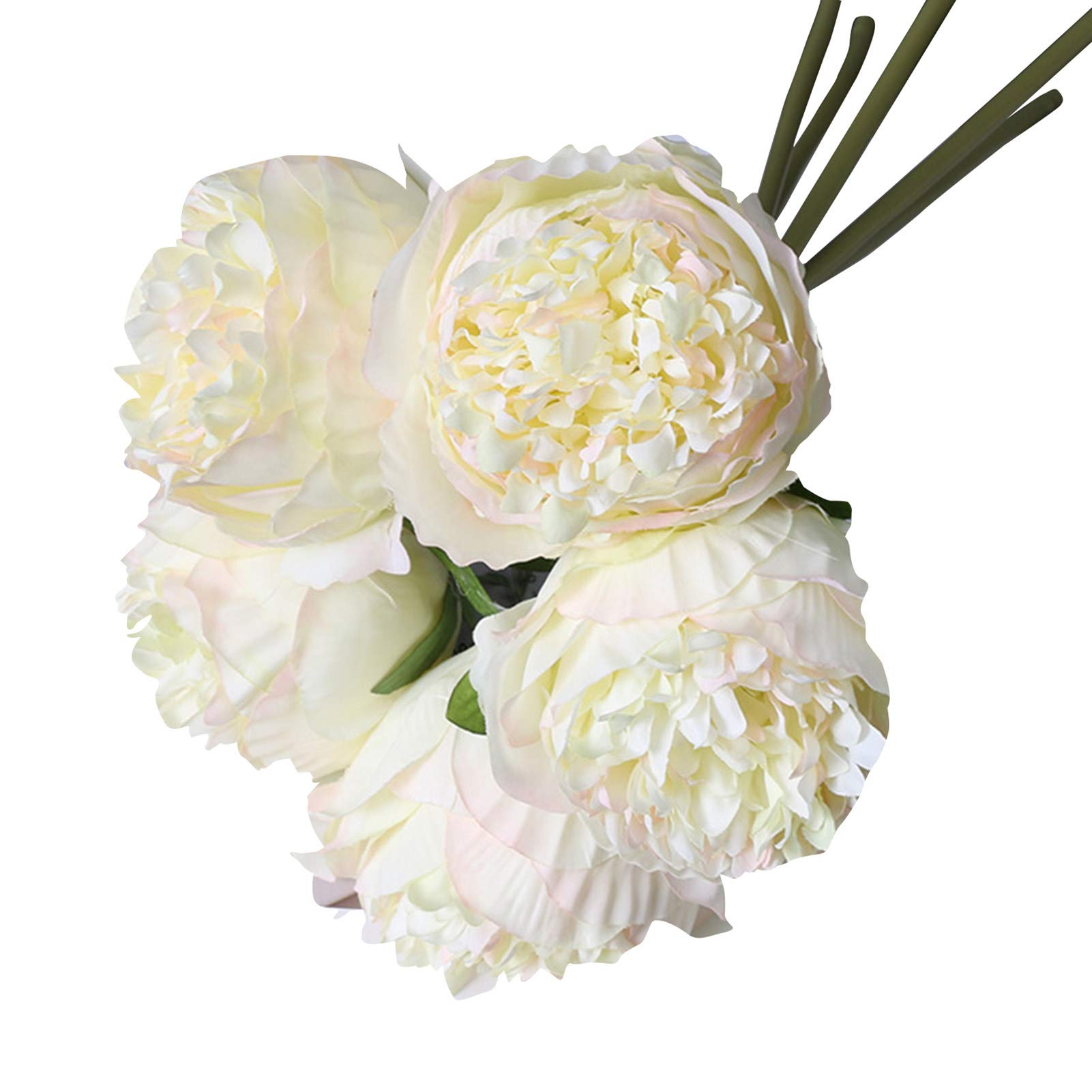 5 Heads Peony Artificial Silk Flowers Bouquet - Realistic Faux Floral Decor for Home, Wedding, Party & Office Decoration - Perfect for Centerpieces, Table Arrangements and Gift Giving