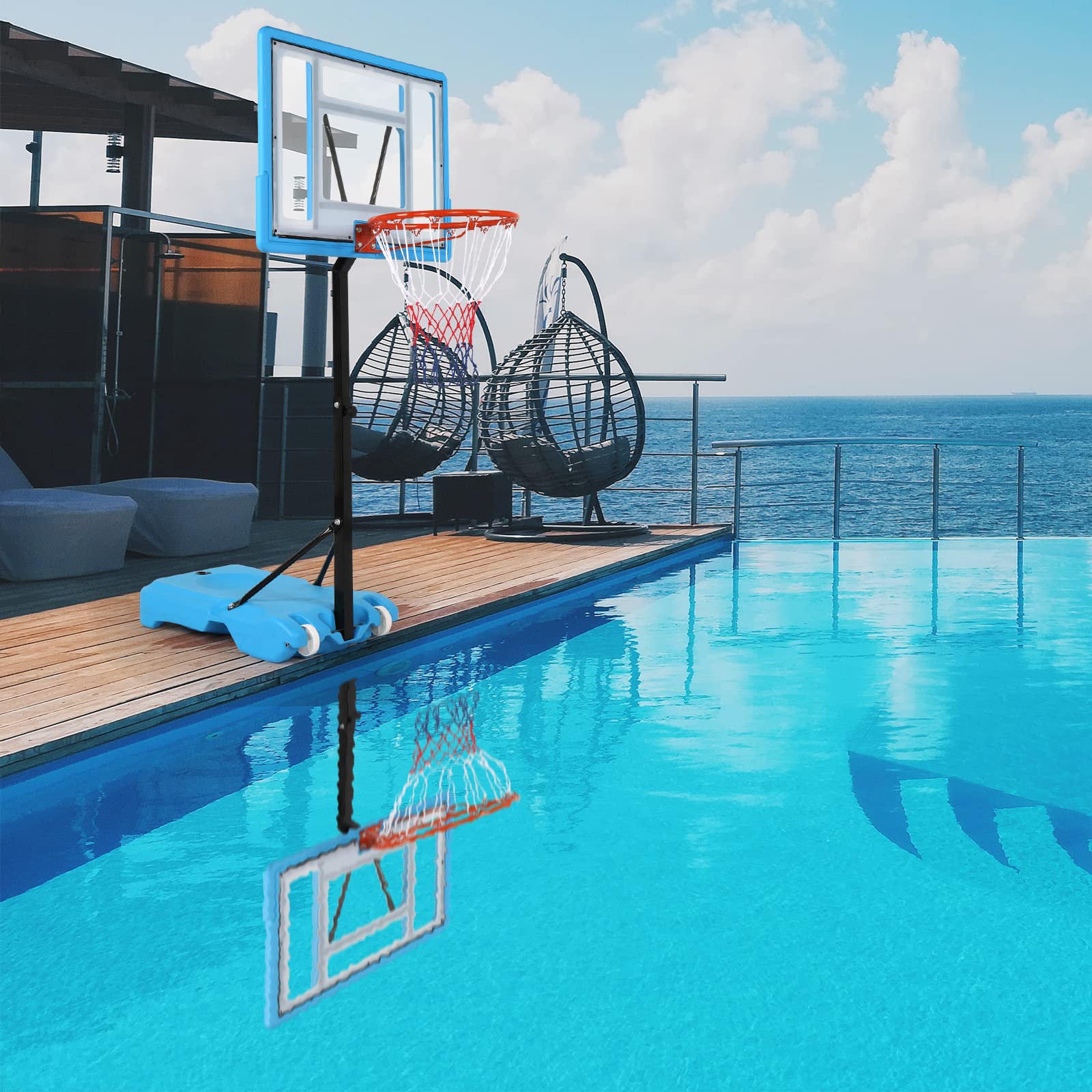 Portable Pool Basketball Hoop - Adjustable 45-53