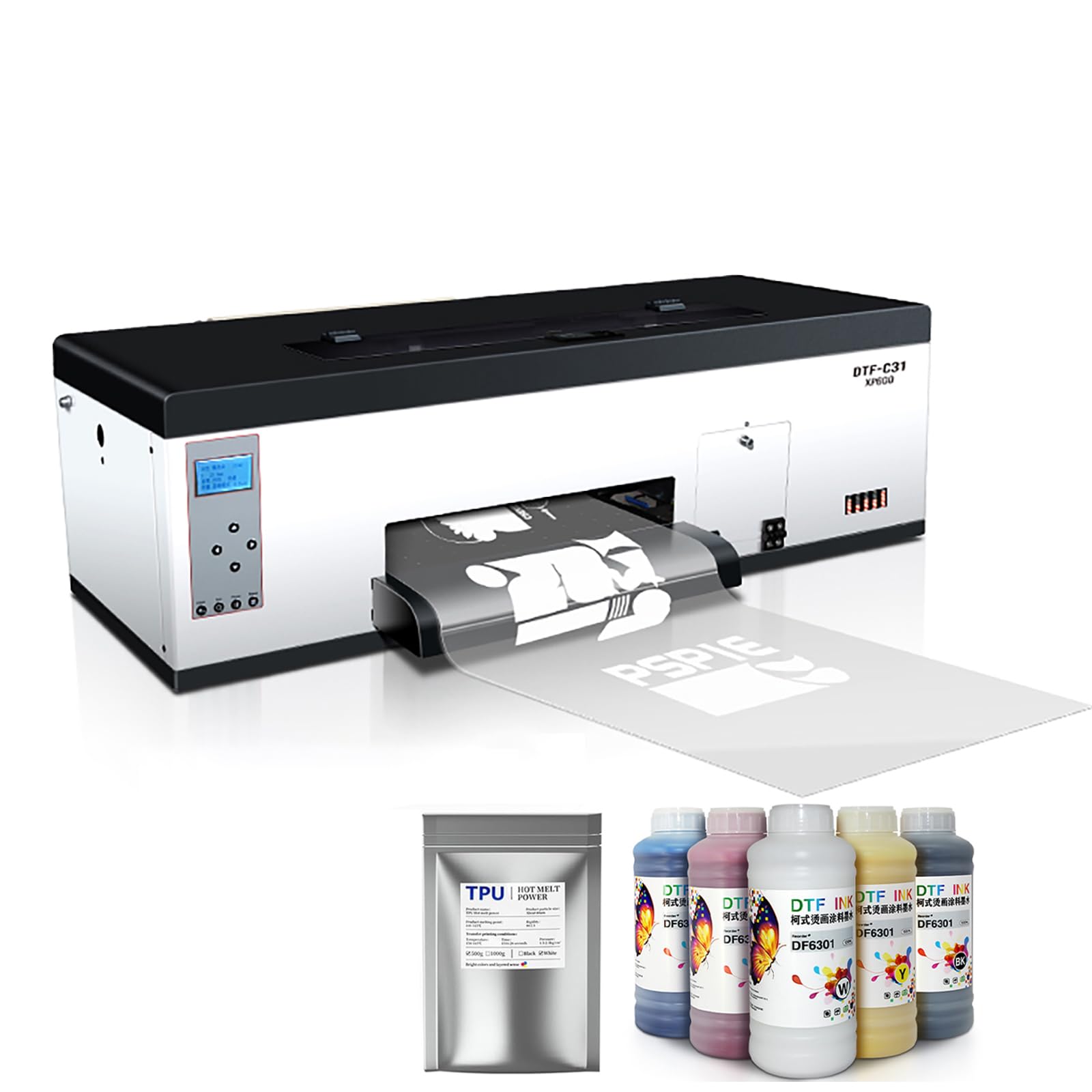 A3 XP600 DTF Printer for T-Shirt Printing - Direct to Film Printer with Continuous Ink Supply System, White Ink Mixing & Automatic Cleaning - DIY T-Shirt & Fabric Printing Machine (A3 Printer + 500ml×6 Ink) - Perfect for Custom Apparel, Home Business & Small Batch Clothing Production