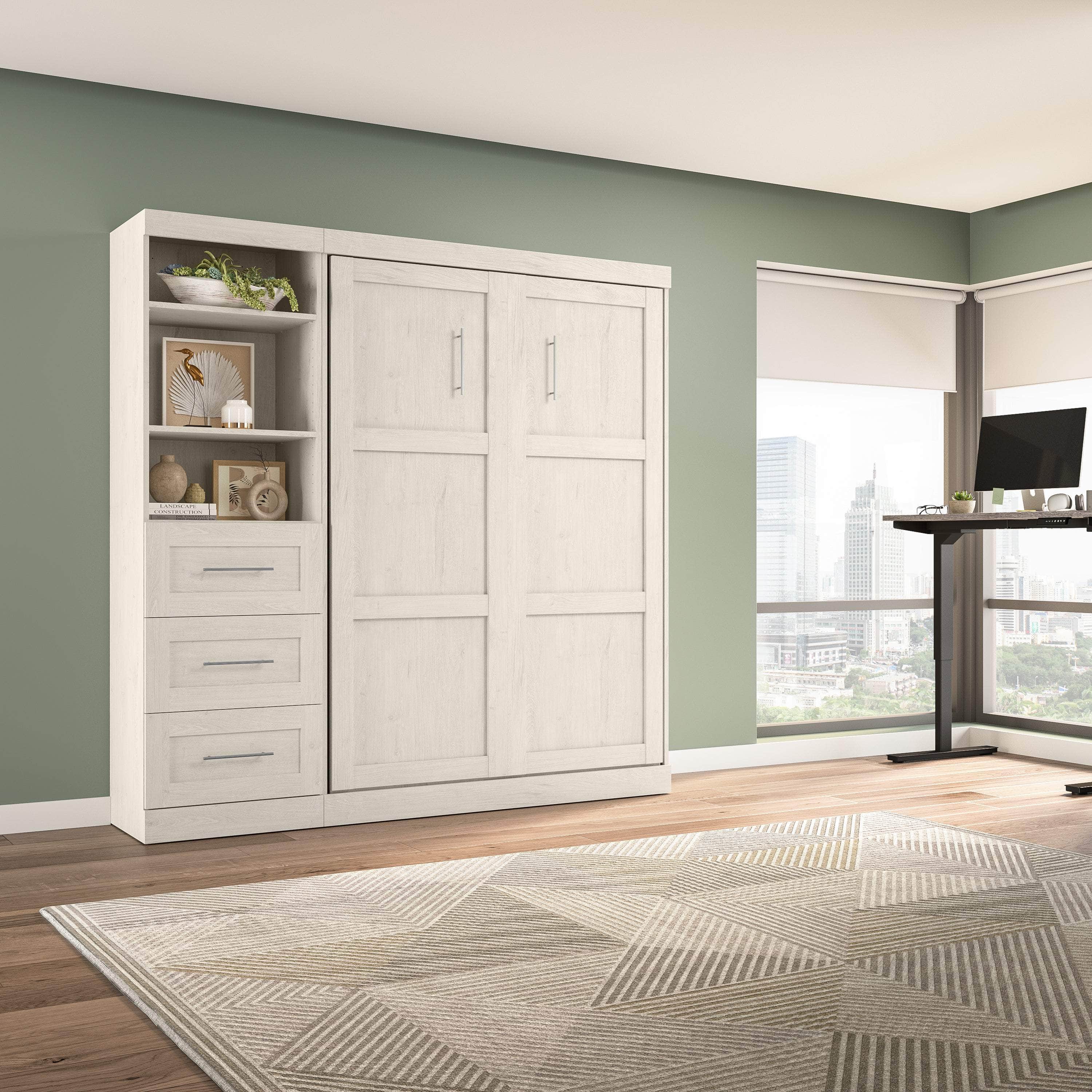 Pur Full Murphy Wall Bed with Storage Drawers - 84