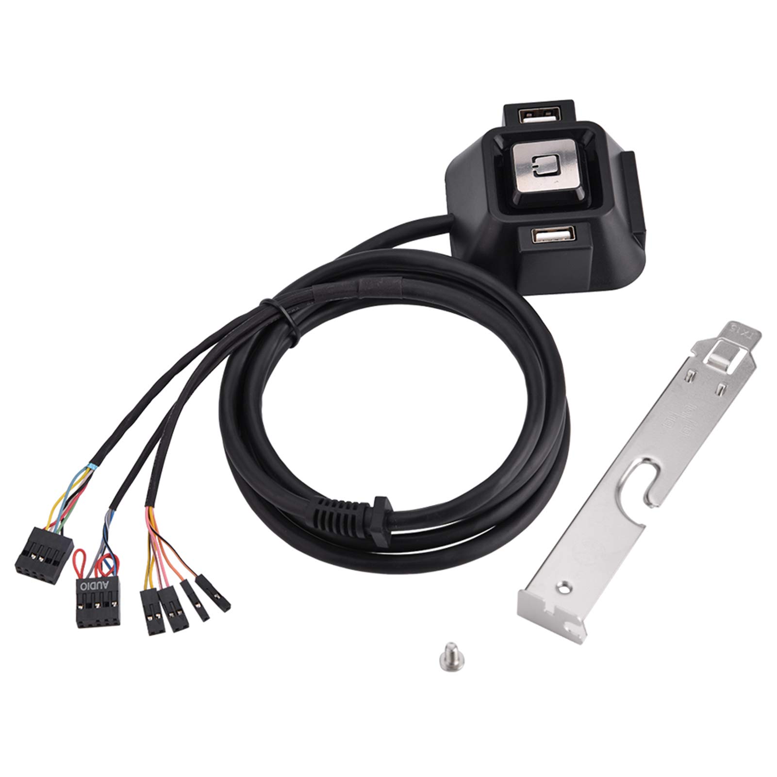 Desktop Computer Power Switch with USB Ports, Audio Ports & Power Supply - External PC On/Off Button - 1.55/5FT Cable for Home Office & Gaming Setup