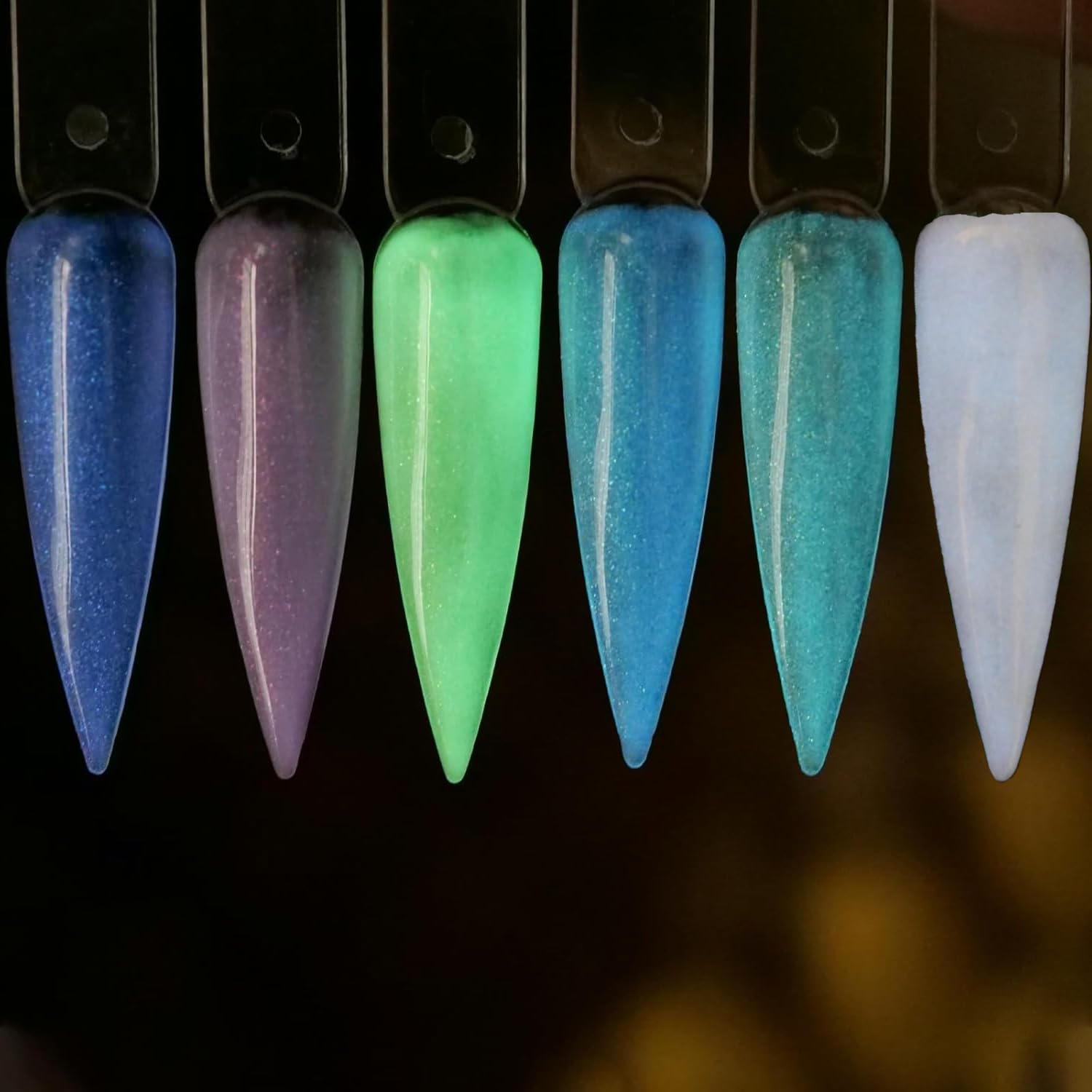 Glow in The Dark Gel Nail Polish Set - 6 Semi-Transparent Colors with Sparkling Glitter Top Coat | Long-Lasting UV/LED Nail Art for Parties, Halloween & Night Events