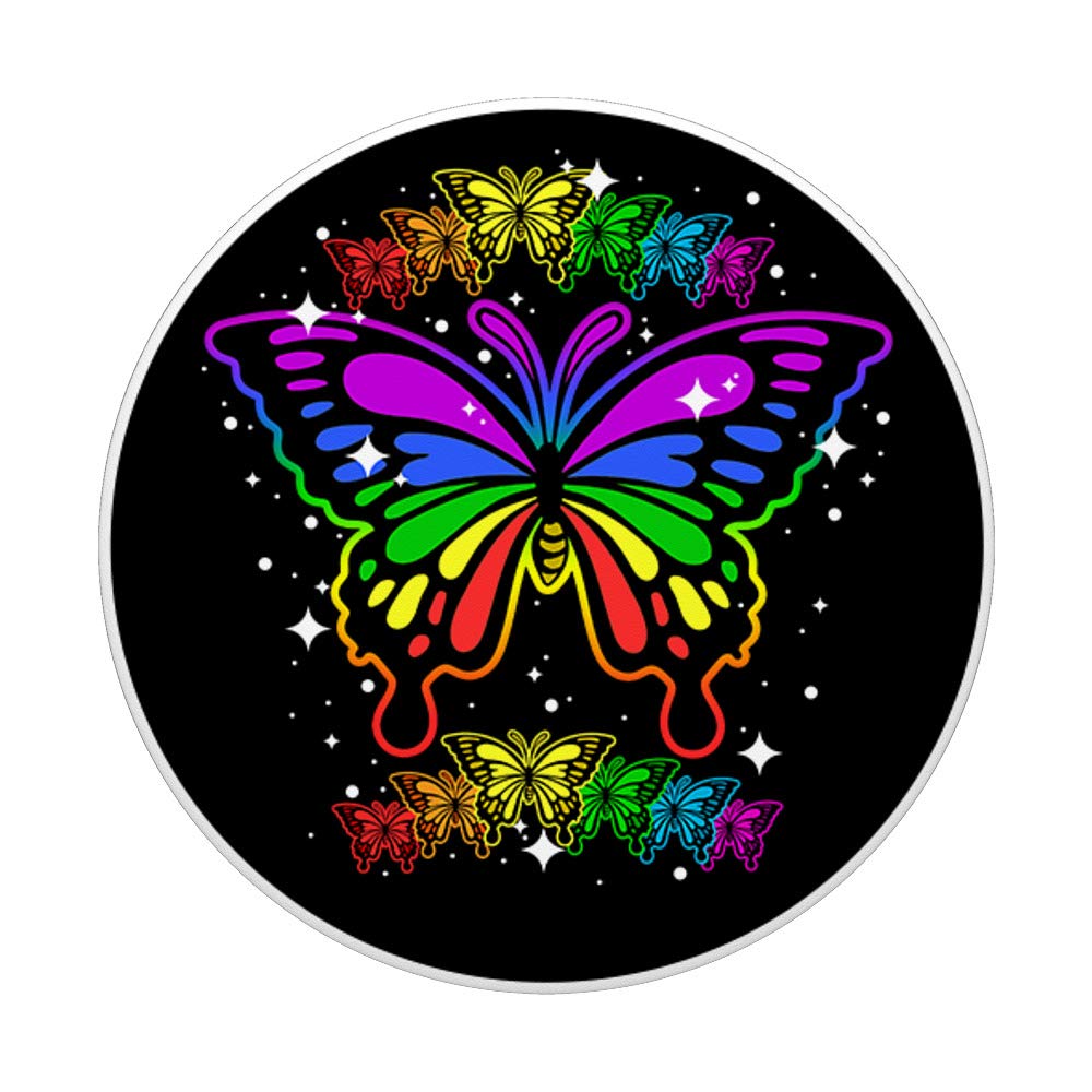 Rainbow Flag Butterfly PopSocket - Swappable Phone Grip for iPhone & Android - LGBT Pride Month Accessory - Perfect for Gay Pride Parades, LGBTQ Events & Phone Customization