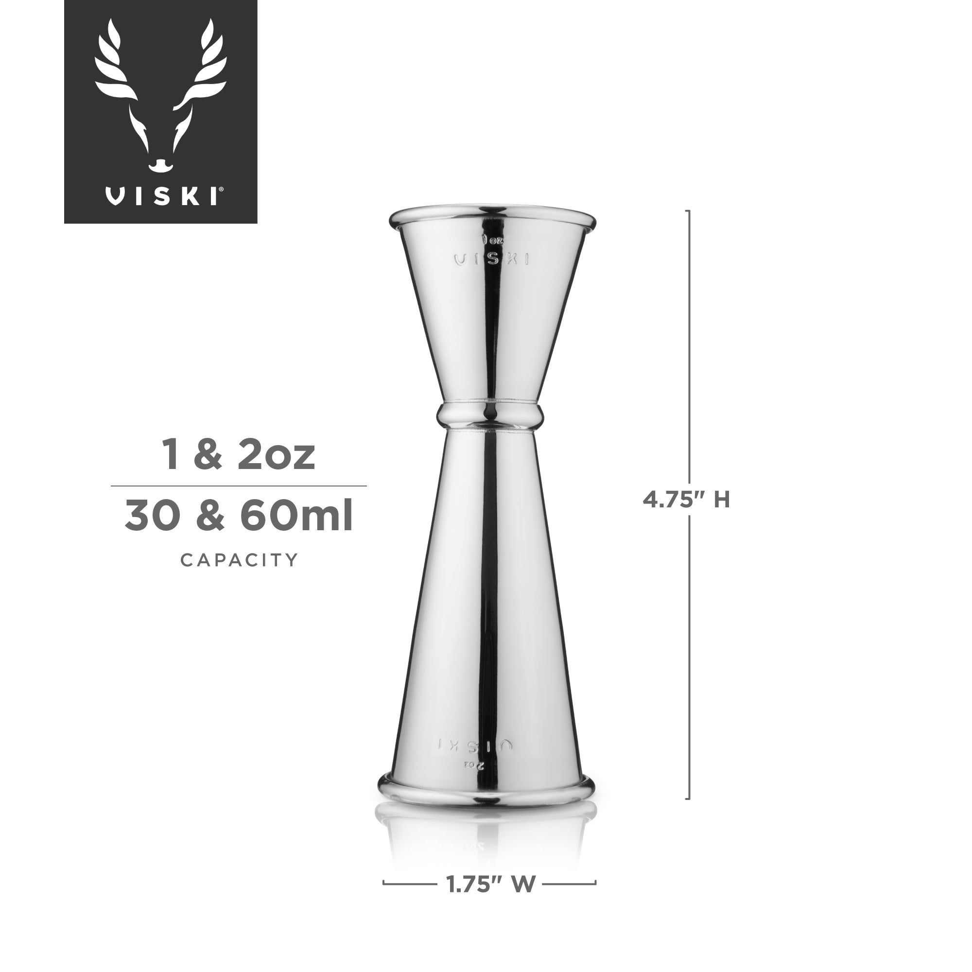 Premium Harrison Large Japanese Style Jigger - 1oz & 2oz Dual Measuring Cup for Cocktails, Bartending, and Mixology - Perfect for Home Bars, Professional Use, and Cocktail Enthusiasts