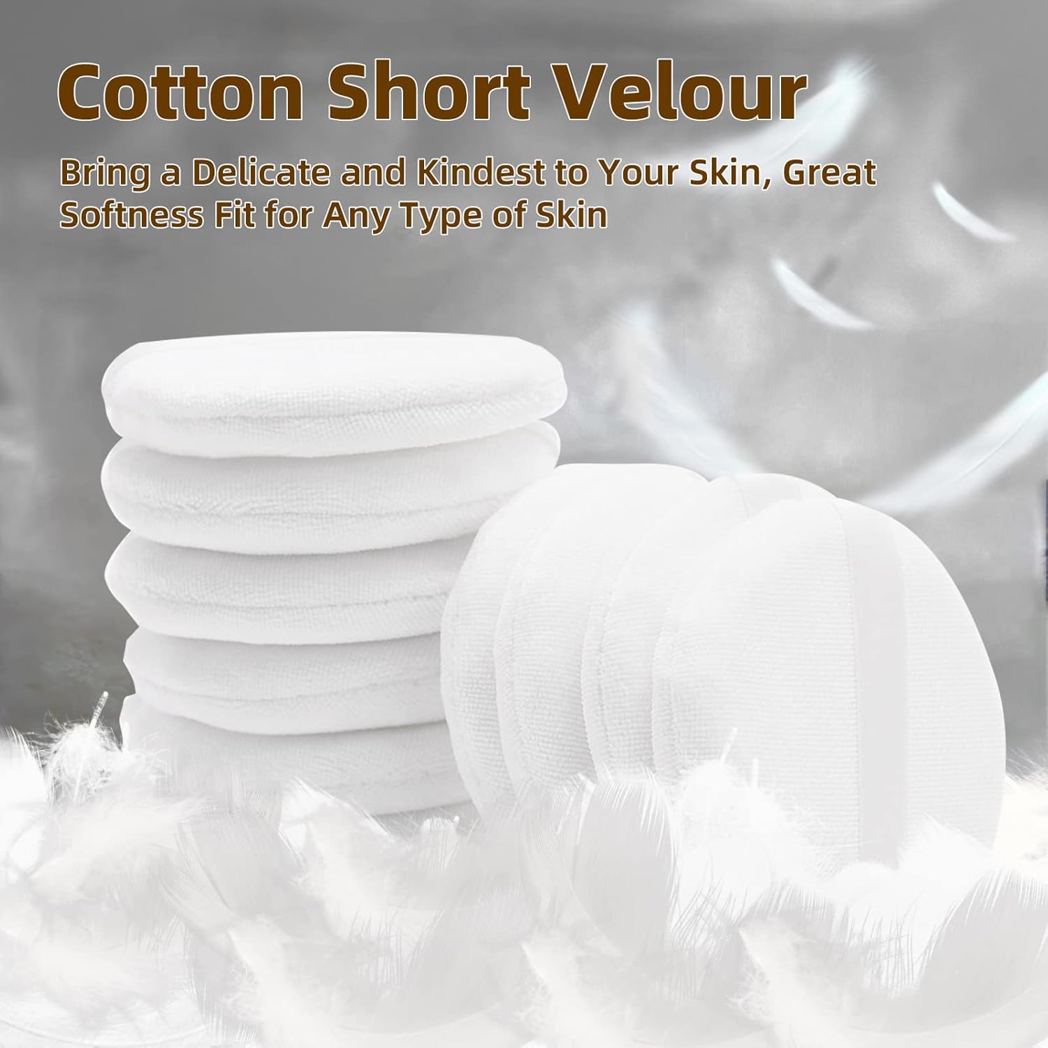 10 Pcs Soft Cotton Powder Puffs for Face & Body - 3.15 Inch Smooth Makeup Applicator for Powder Foundation, Loose Powder & Body Powder with Ribbon Handle (White) - Perfect for Daily Makeup & Touch-Ups