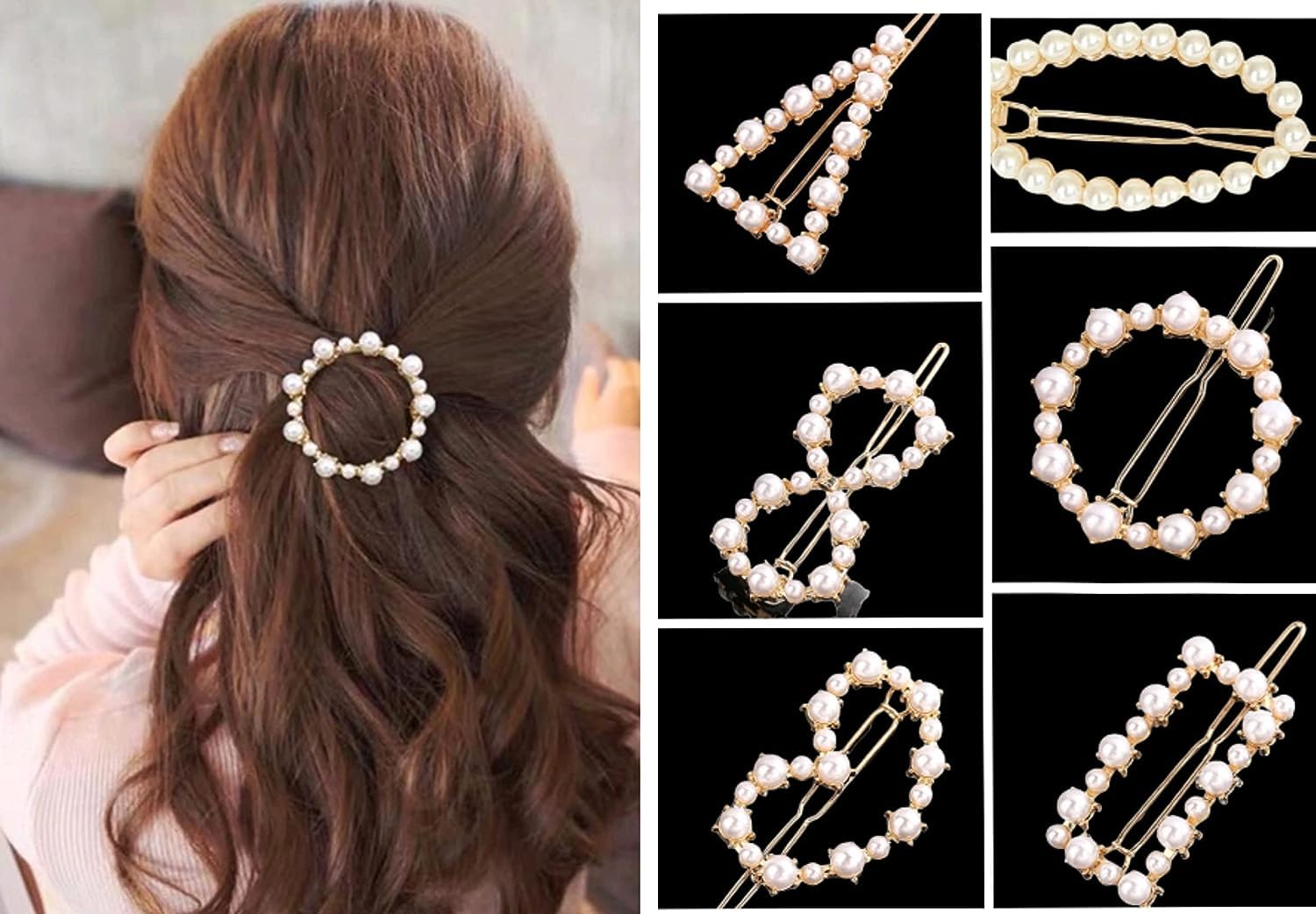 SIA VENDORS Matte Jaw Clips - 6-Piece Non-Slip Banana Claw Hair Clips for Women & Girls, Pearl Gold Metal Hair Accessories - Perfect for School, Work, Parties and Everyday Hairstyling