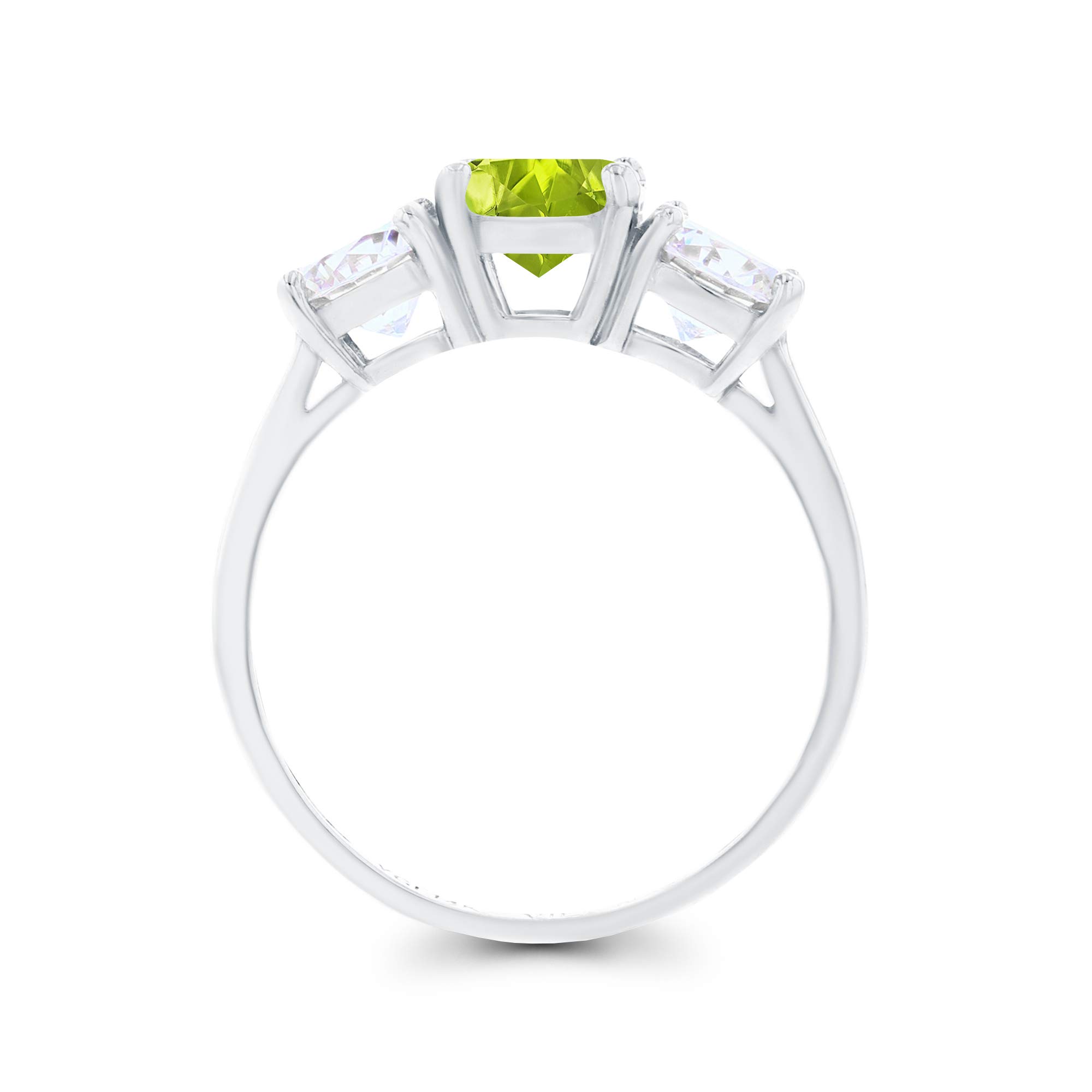 14K White Gold 5mm Genuine Birthstone & White Sapphire 3-Stone Engagement Ring for Women - Size 7 | Perfect for Proposals, Anniversaries & Special Occasions