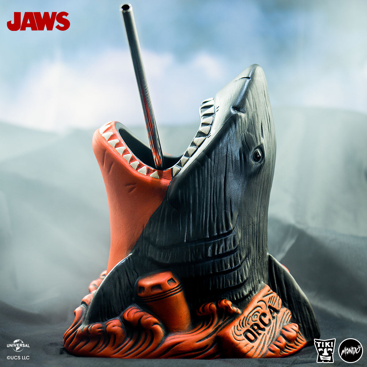 Jaws Tiki Get Out of the Water Variant - Red & Black Collectible Statue for Horror Movie Fans | Perfect for Home Decor, Halloween Party & Movie Themed Gifts
