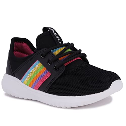 Nautica Kids Girls Metallic Fashion Sneakers - Lightweight Athletic Running Shoes for Toddler, Little & Big Kids | Lace-Up Design for School, Play & Daily Wear