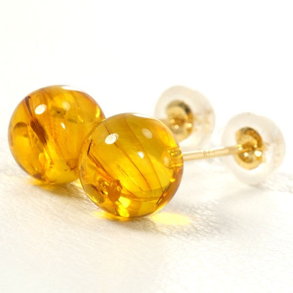 18K Yellow Gold Amber Earrings for Women - Handmade Dangle Earrings with Natural Baltic Amber - Perfect for Weddings, Parties & Special Occasions
