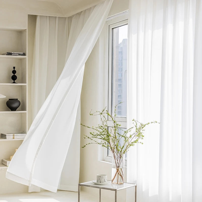 Evelyn Snag-Resistant Chevron Textured Gauze Privacy Curtain - Light Filtering Custom Window Treatment for Bedroom & Living Room