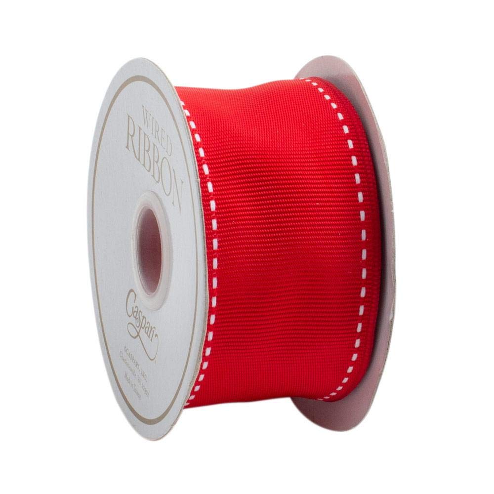 Premium Caspari Red Grosgrain Wired Ribbon - 27 Foot Spool for Gift Wrapping, Party Decorations & DIY Crafts