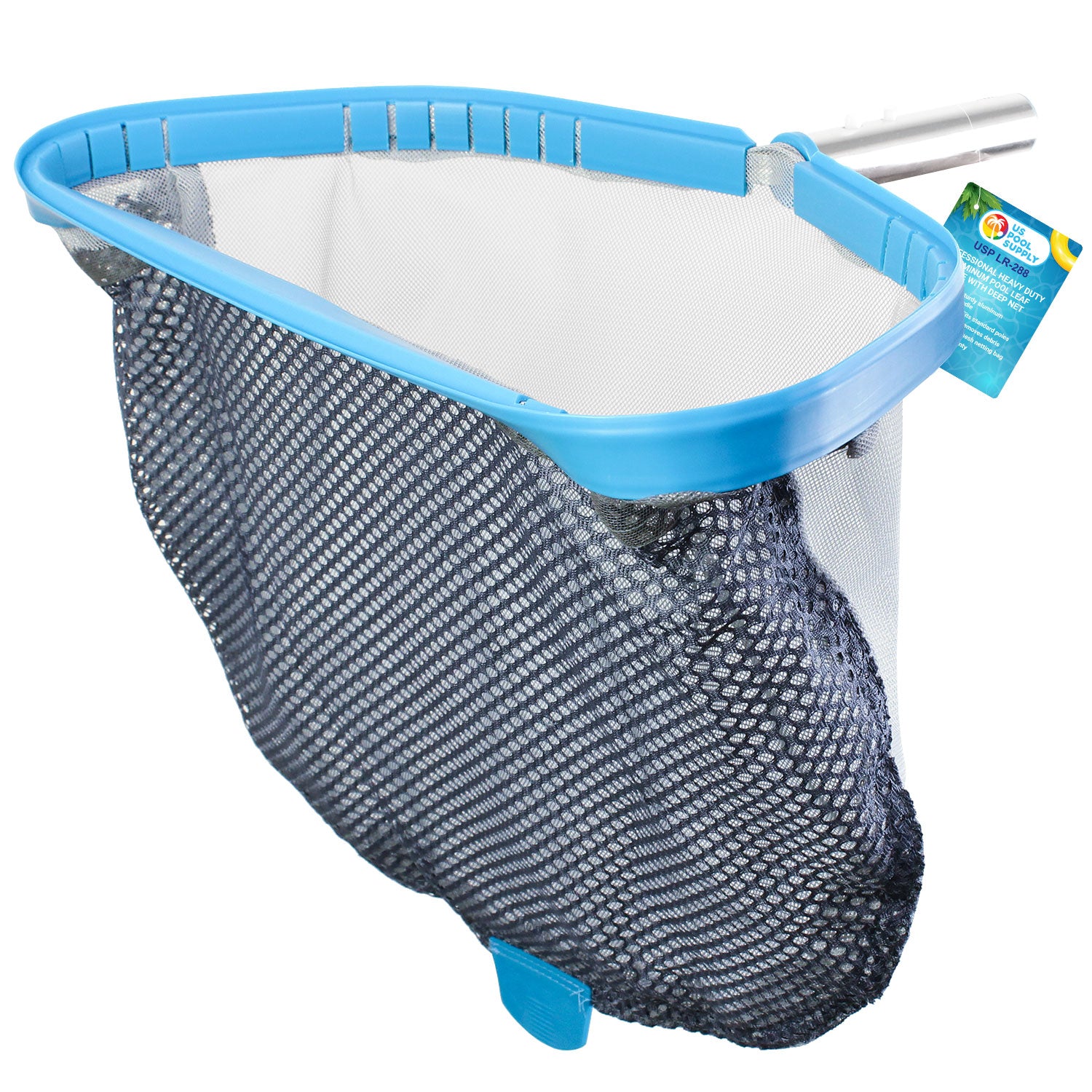 U.S. Pool Supply® Heavy Duty 18-Inch Swimming Pool Leaf Skimmer with Deep Double-Stitched Net Bag & Durable Aluminum Frame - Perfect for Cleaning Leaves, Debris in Inground/Above Ground Pools